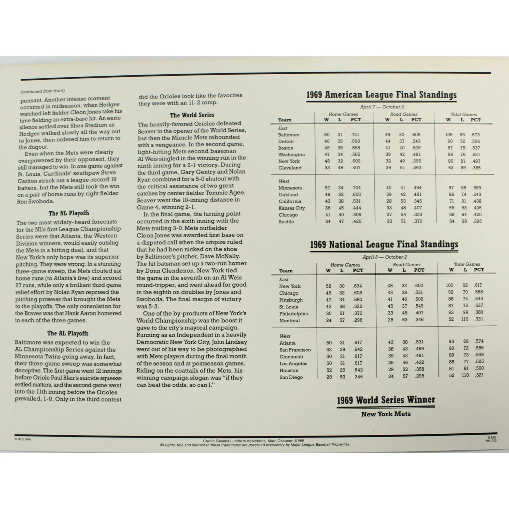 1969 Professional Baseball 100th Anniversary Willabee & Ward Patch With Stat Card - Image 2