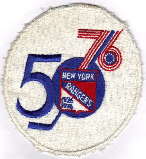 1976 New York Rangers 50th Anniversary Season Logo Jersey Patch