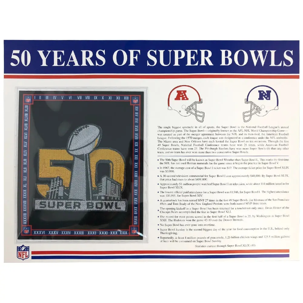 2016 NFL Super Bowl 50 Year Anniversary Willabee & Ward Media Patch