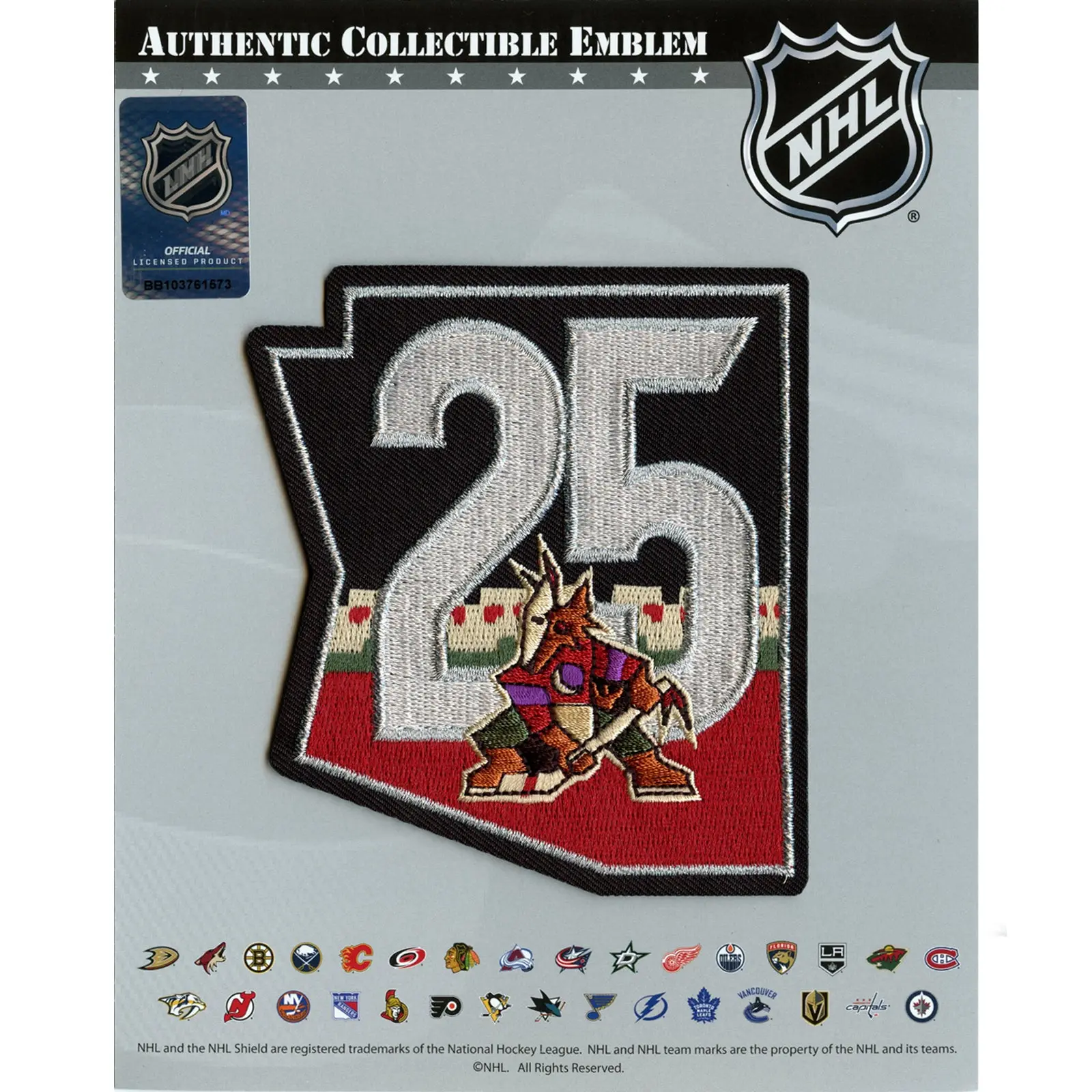 2021 Official Arizona Coyotes 25th Anniversary Jersey Patch Alternate