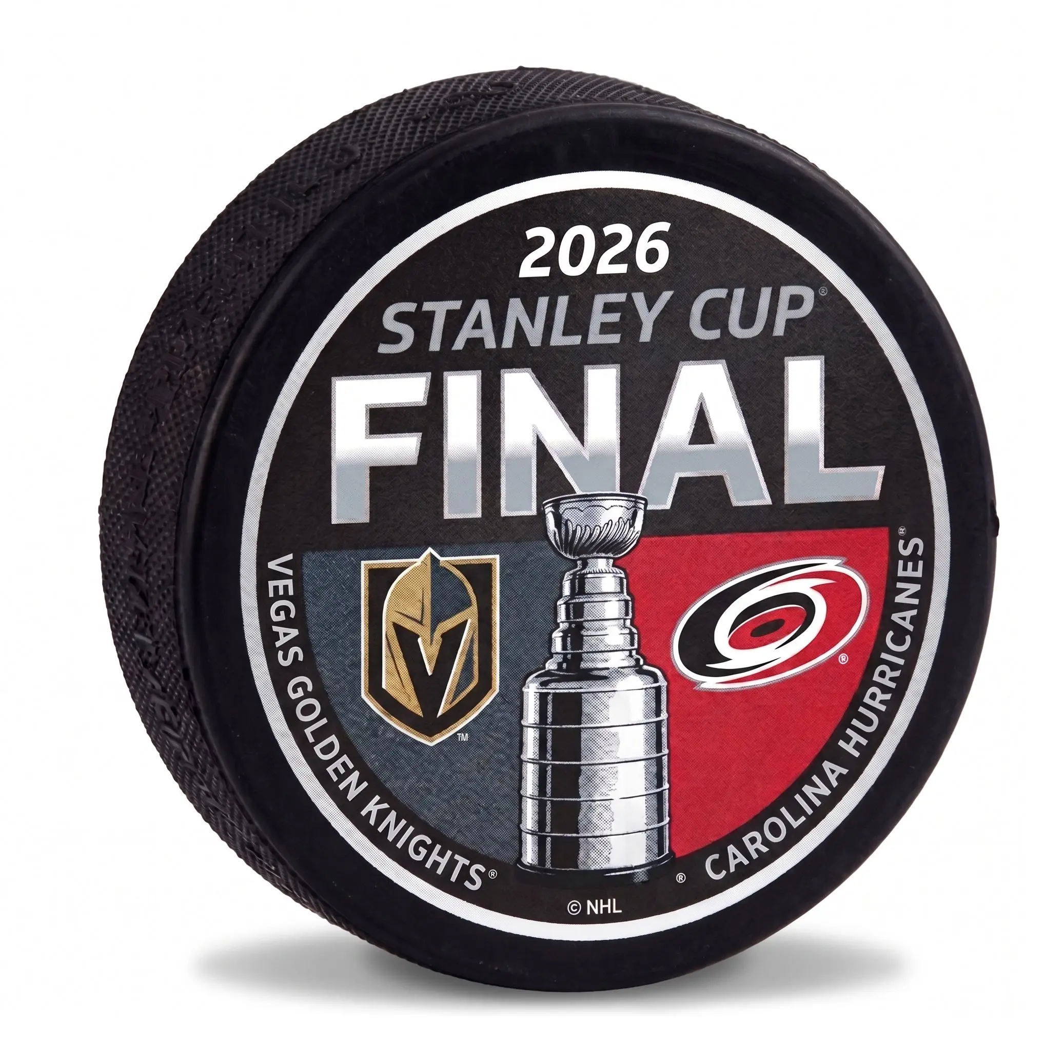 2026 Stanley Cup Final Dueling Puck Las Vegas Golden Knights Vs Carolina Hurricanes