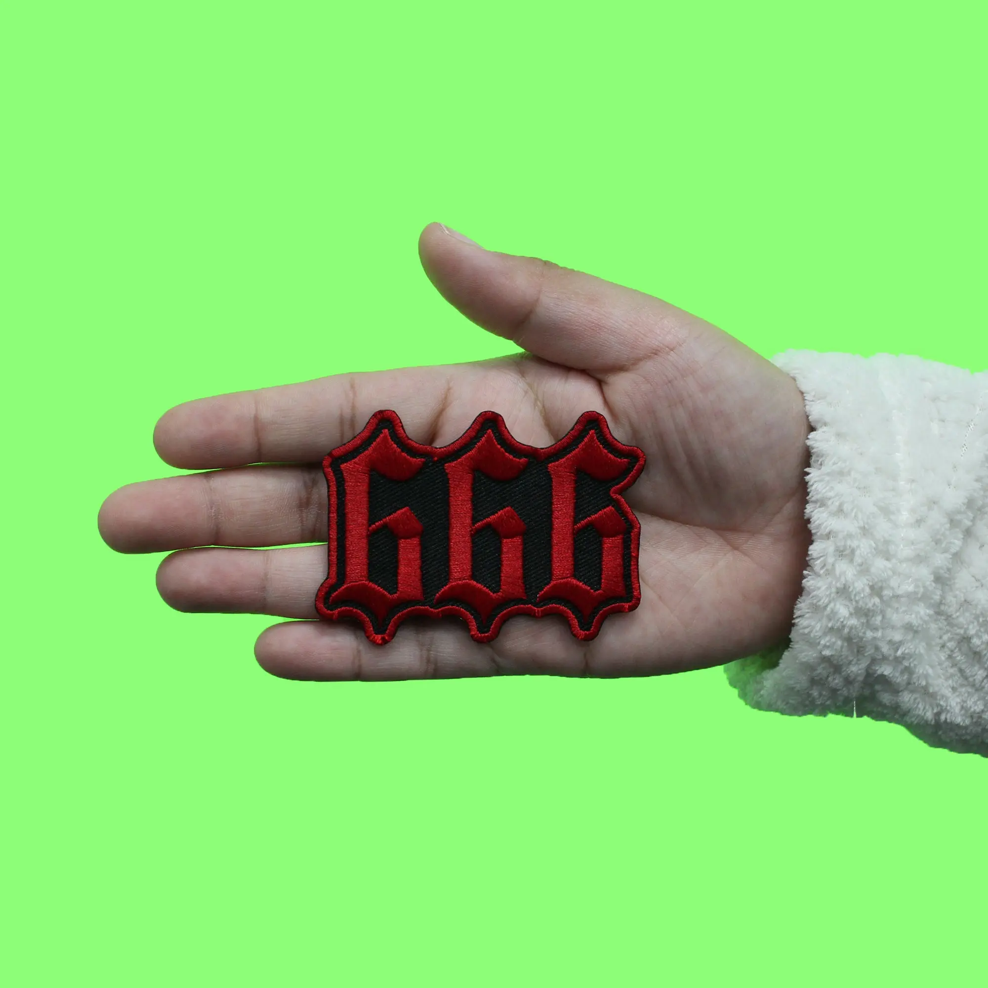 666 Red Numbers Patch Alternative Antichrist Rock Embroidered Iron On - Image 2