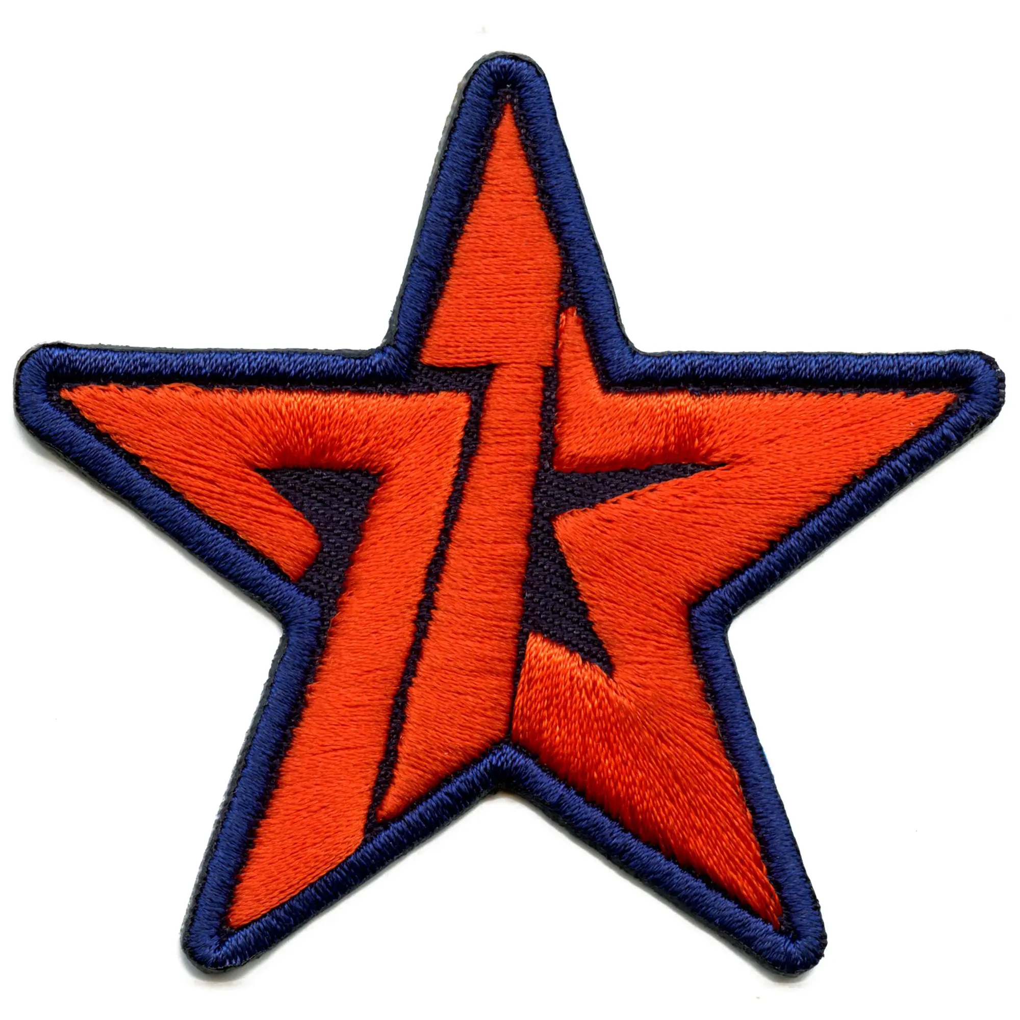 713 Star Houston Baseball Patch Texas Orange Navy Blue Embroidered Iron On - Image 2