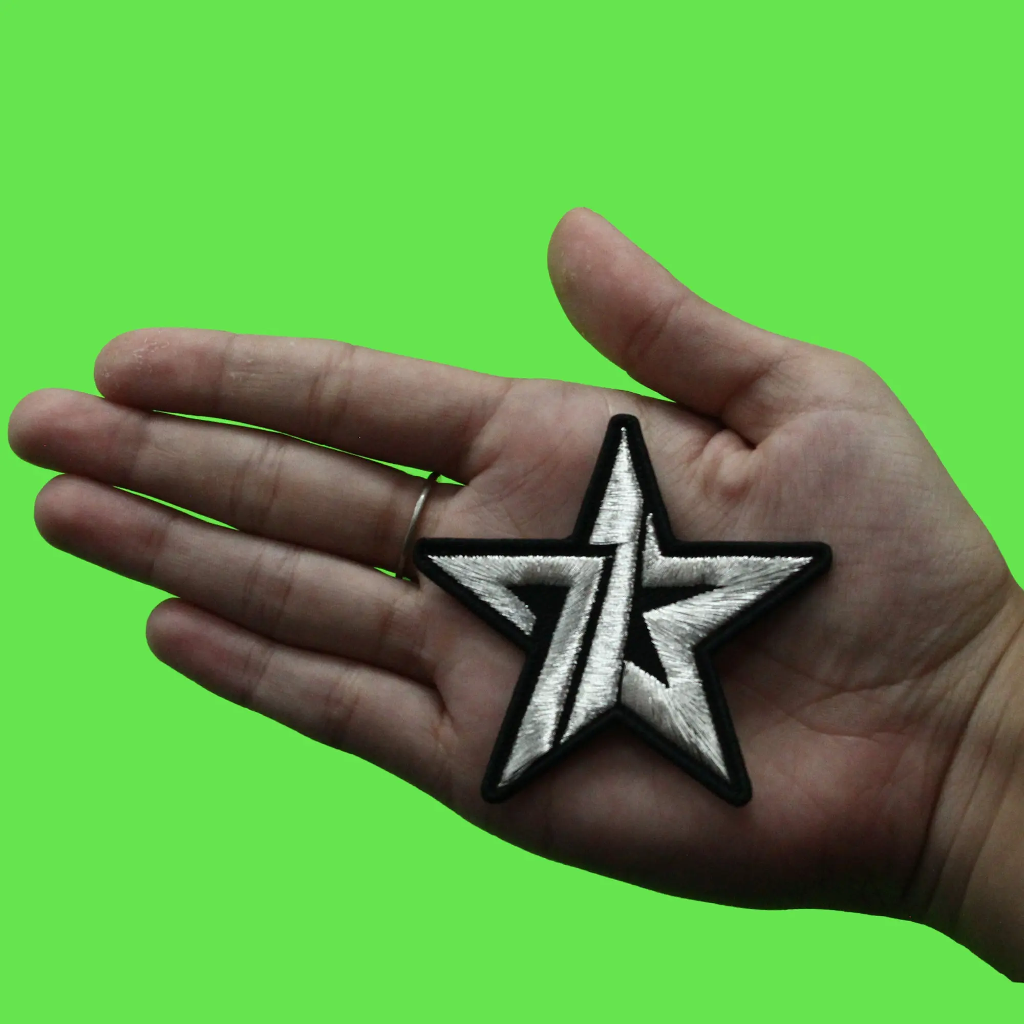 713 Star Houston Patch Texas Area Code Embroidered Iron On Silver Black - Image 3