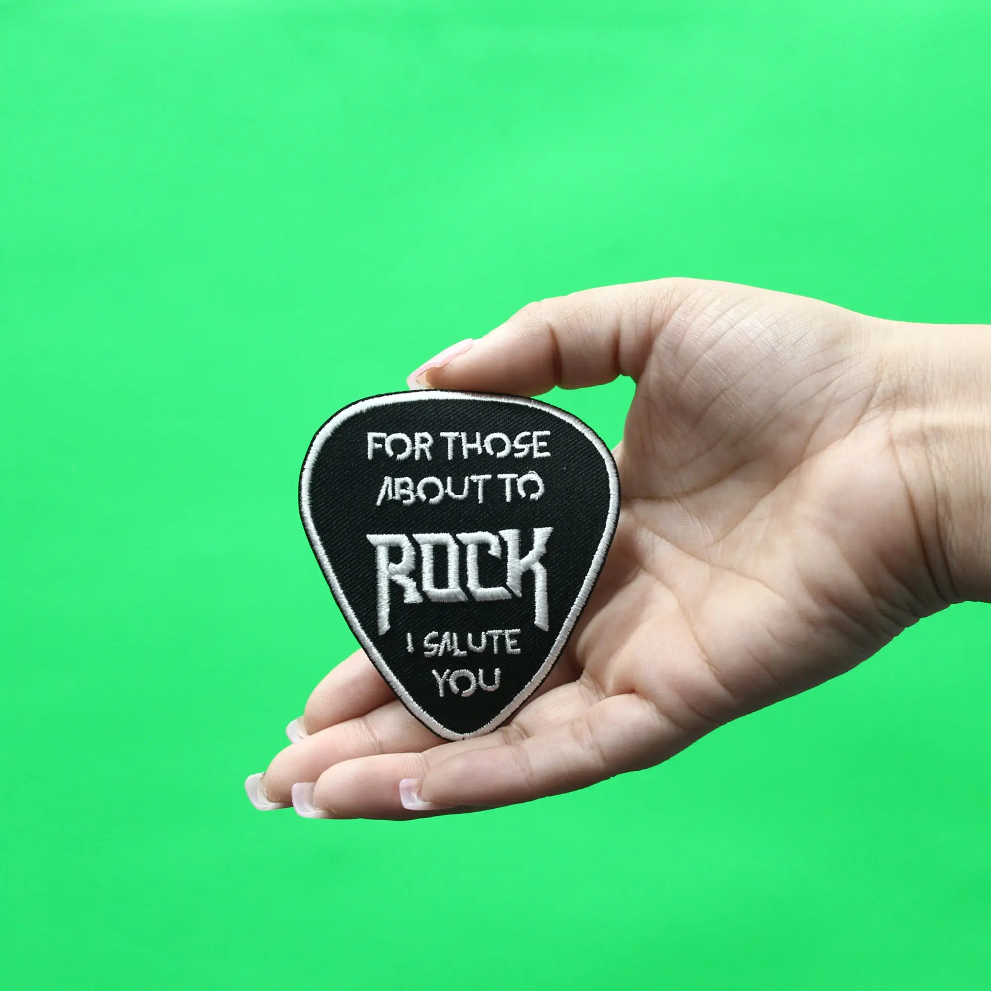 ACDC I Salute You Patch Guitar Pick Rock Embroidered Iron on - Image 2