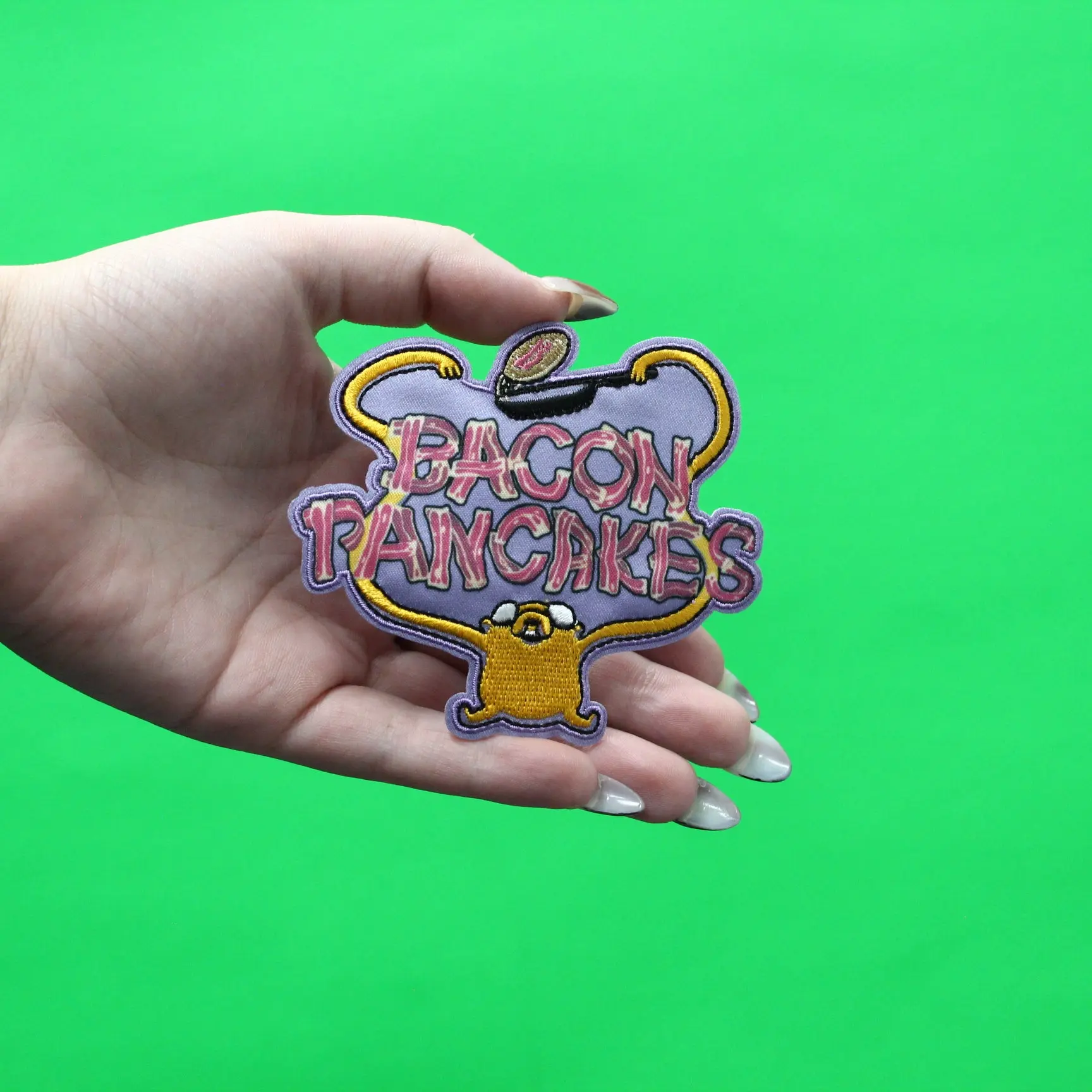 Adventure Time Bacon Pancakes Patch Jake Dog Cartoon Network Embroidered Iron On - Image 2