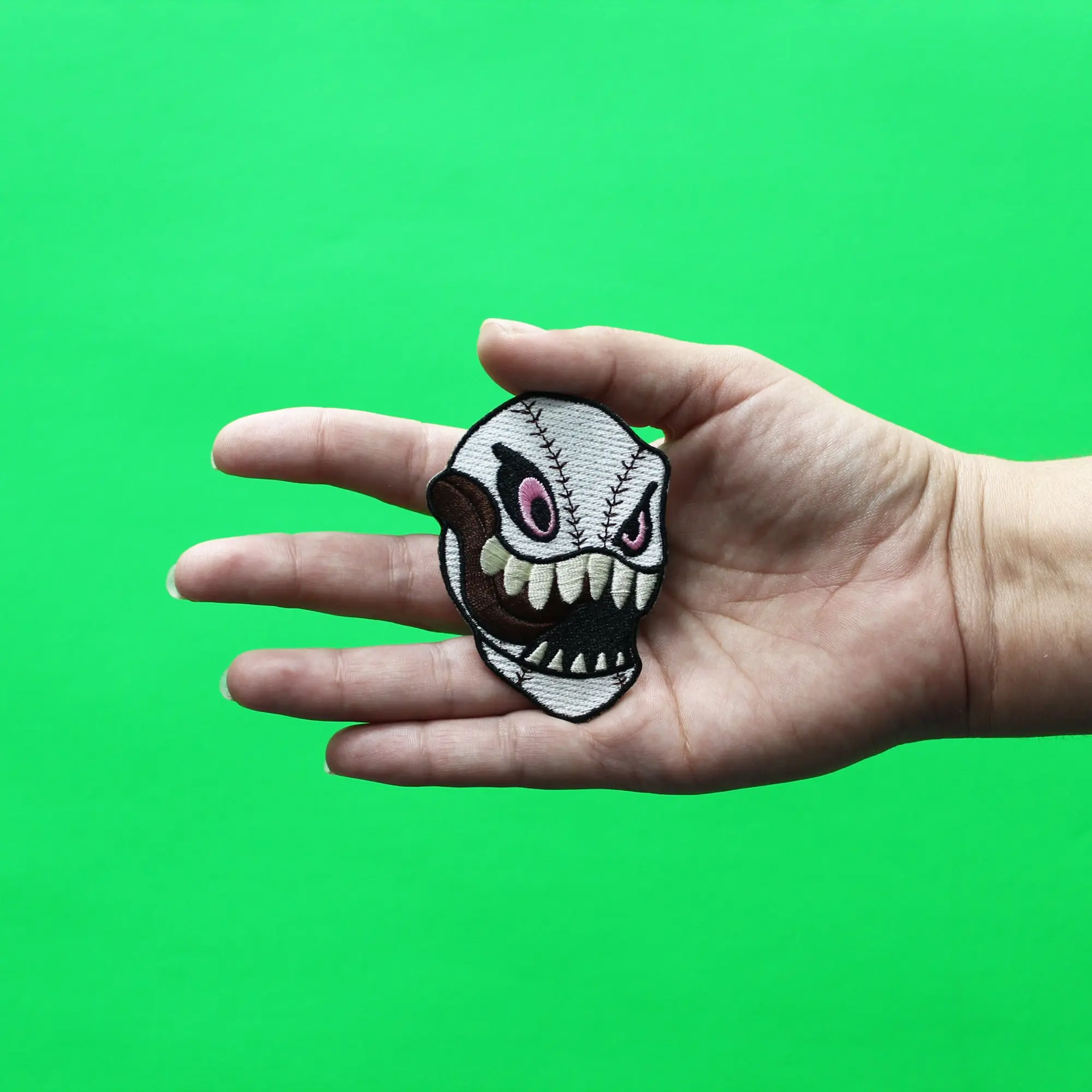 Animated Monster Ball Patch Baseball Grin Evil Embroidered Iron On - Image 2
