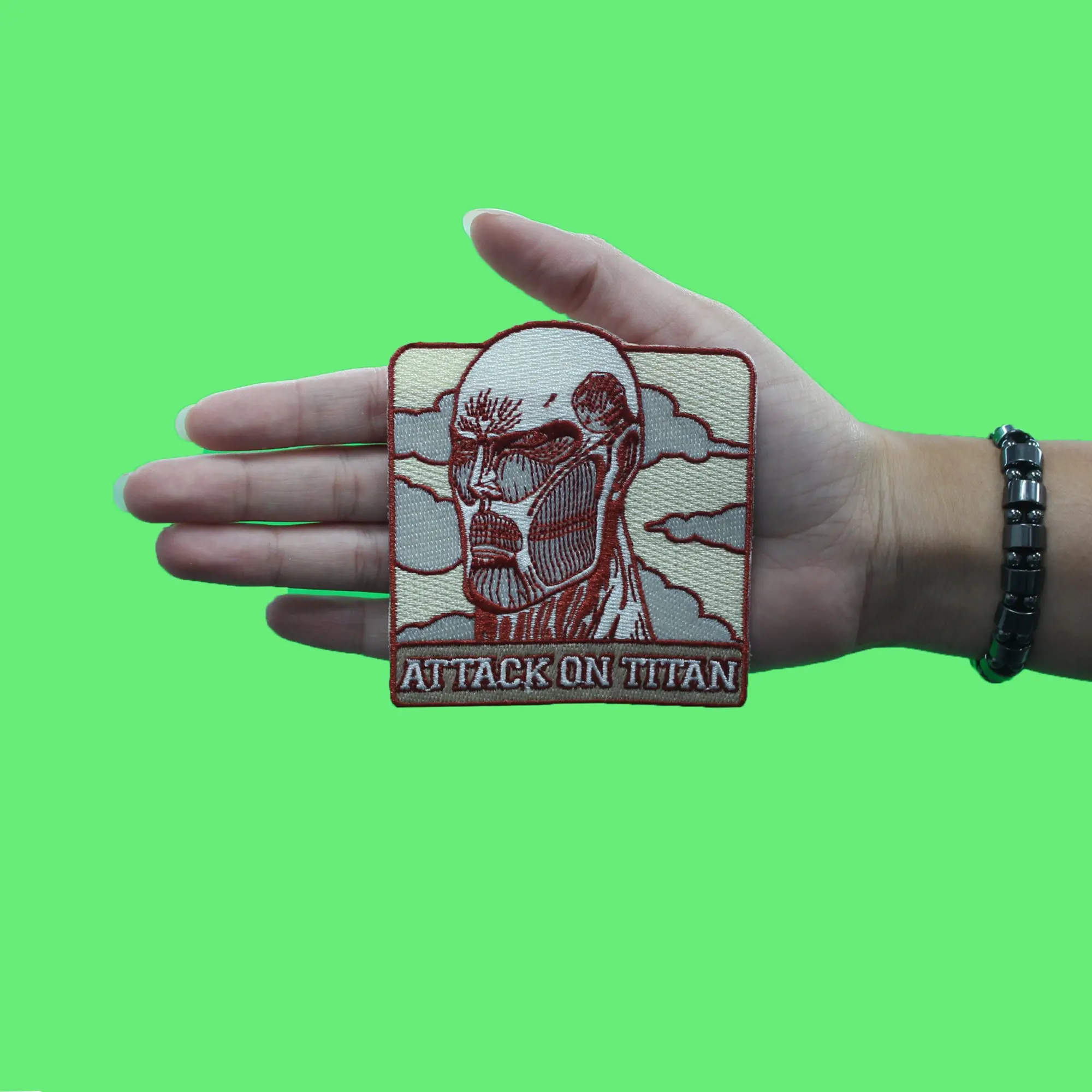 Attack On Titan Colossal Portrait Patch Red Titan Face Embroidered Iron On - Image 2