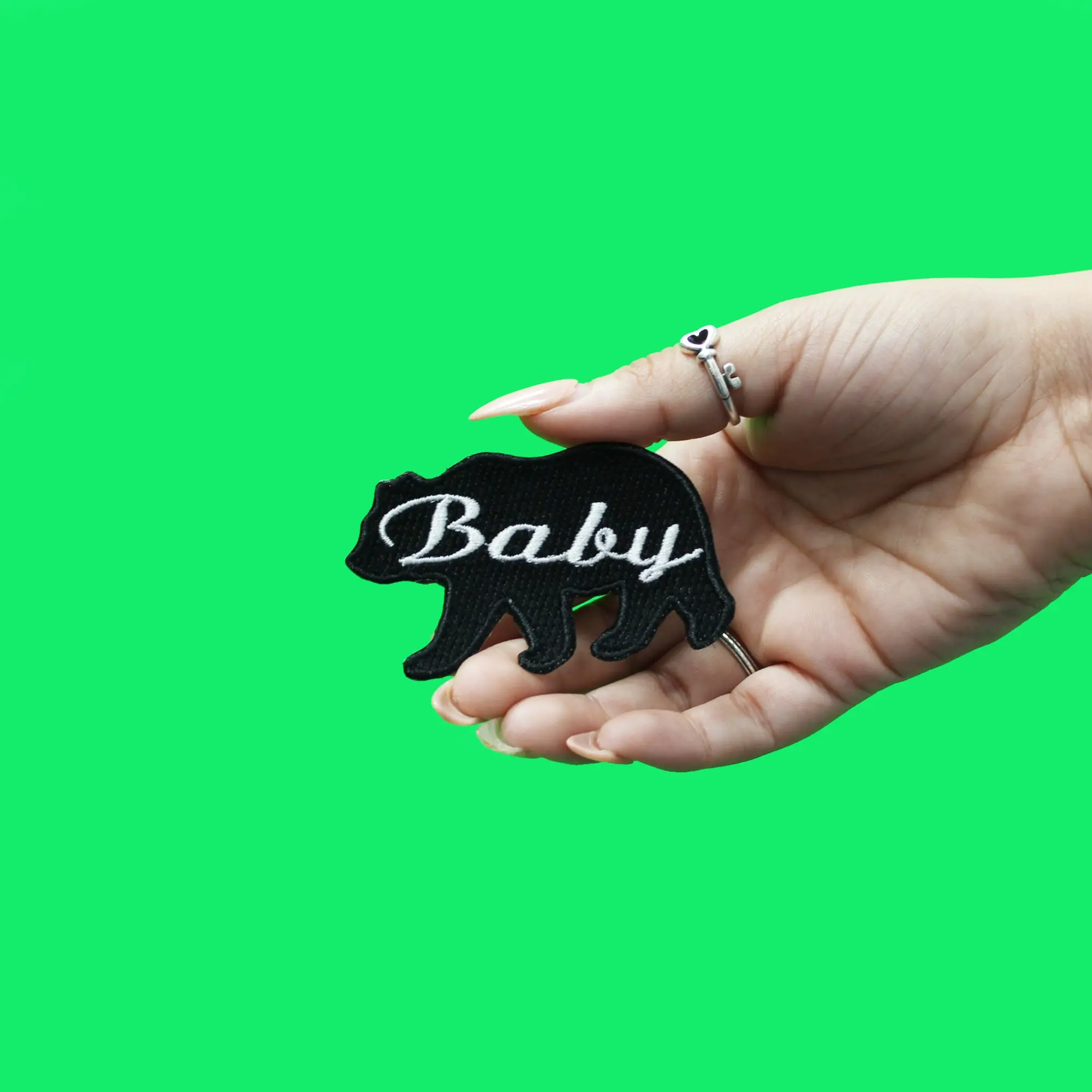 Baby Bear Patch Family Silhouette Embroidered Iron On - Image 2
