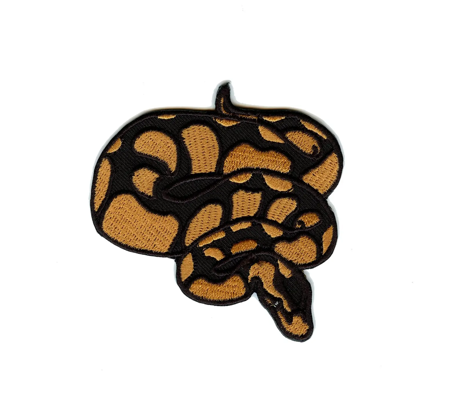 Ball Python Snake Embroidered Iron On Patch Brown and Black