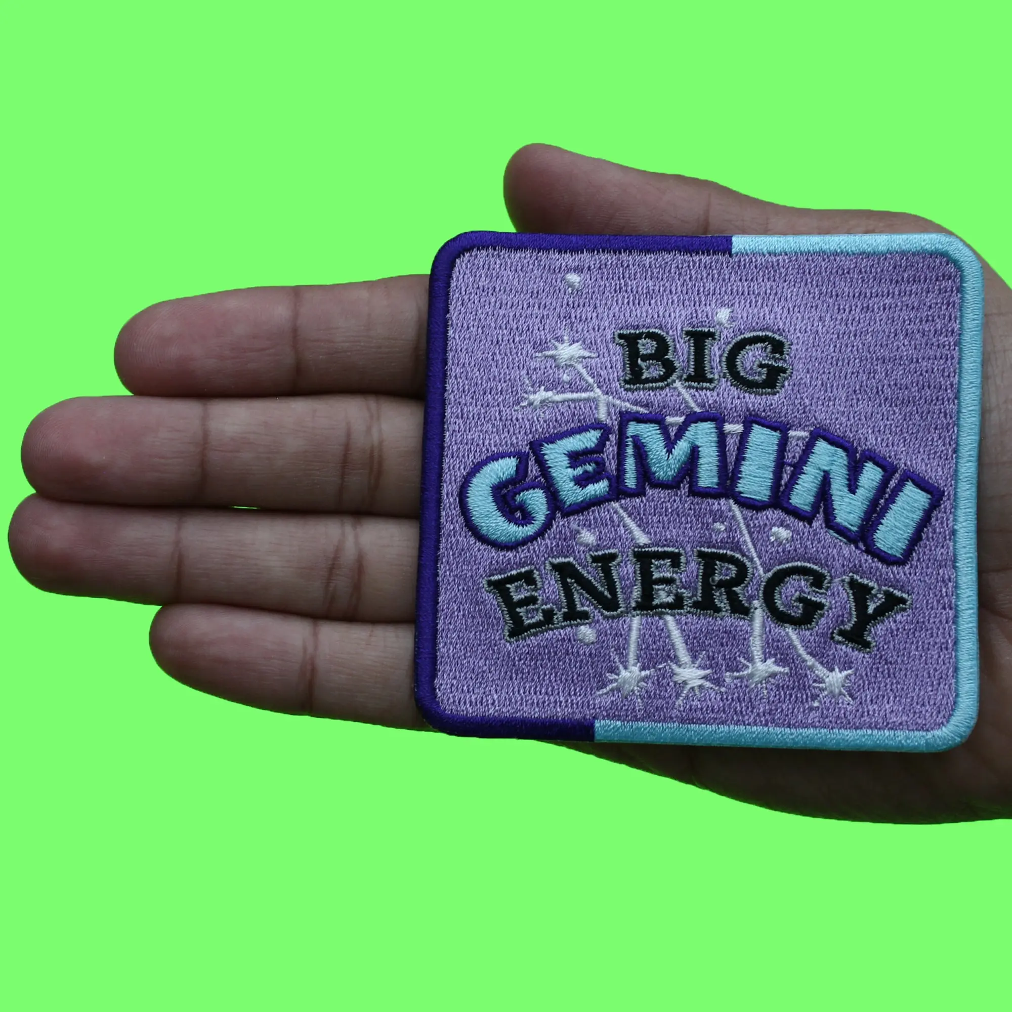 Big Gemini Energy Patch Constellation Zodiac Box Embroidered Iron On - Image 2