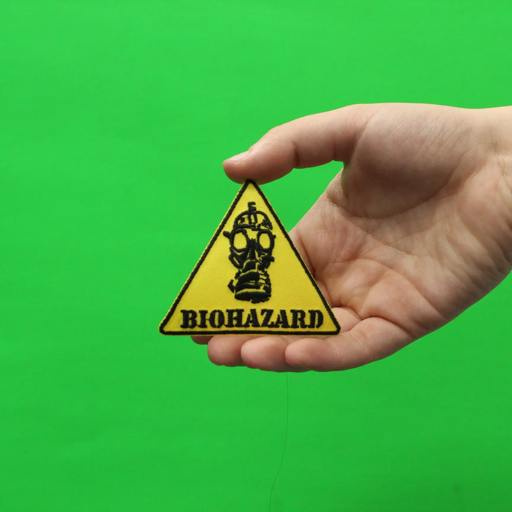 Biohazard Gas Mask Yellow Caution Sign Embroidered Iron On Patch - Image 2