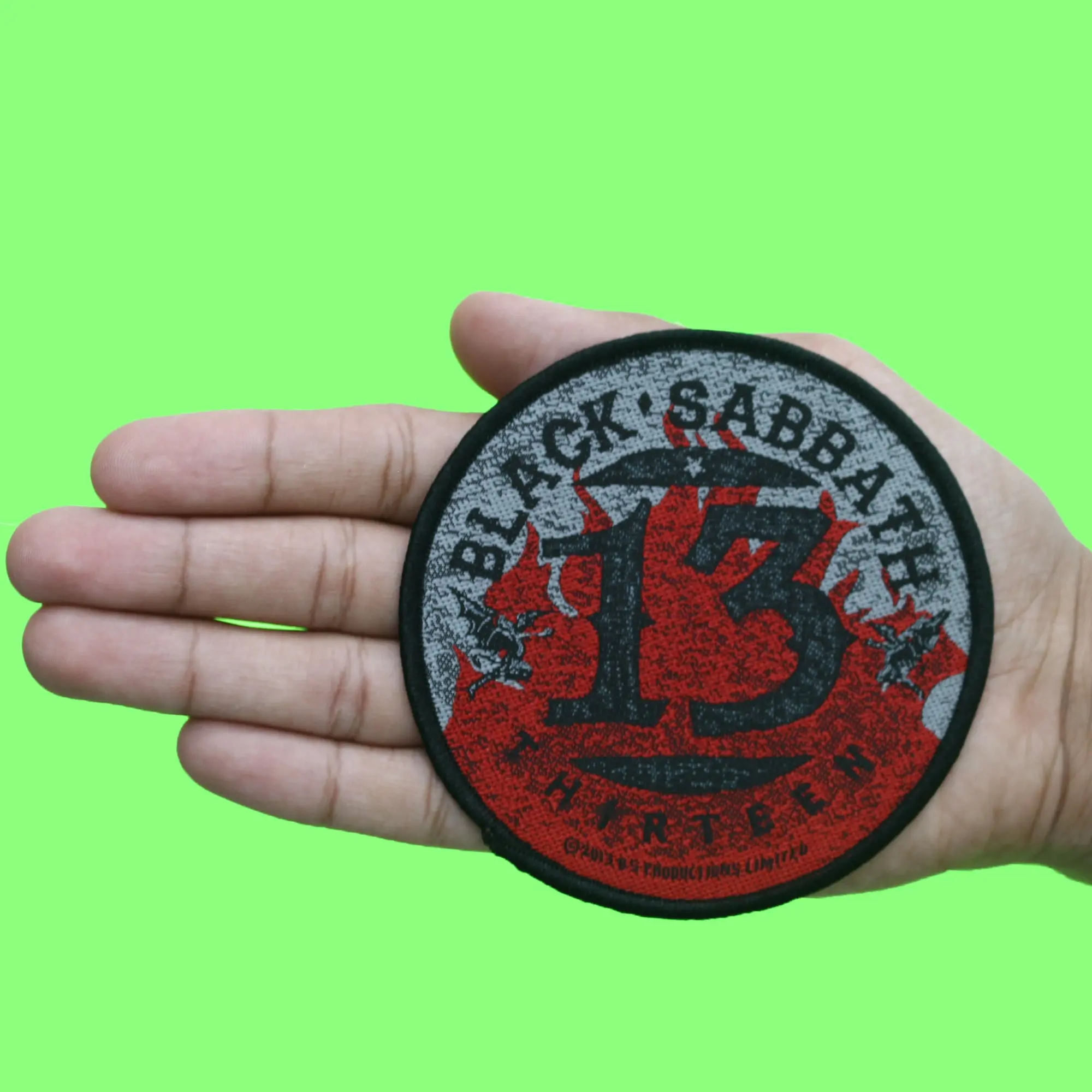 Black Sabbath Band Patch 13 Flames Circular Woven Sew On - Image 2