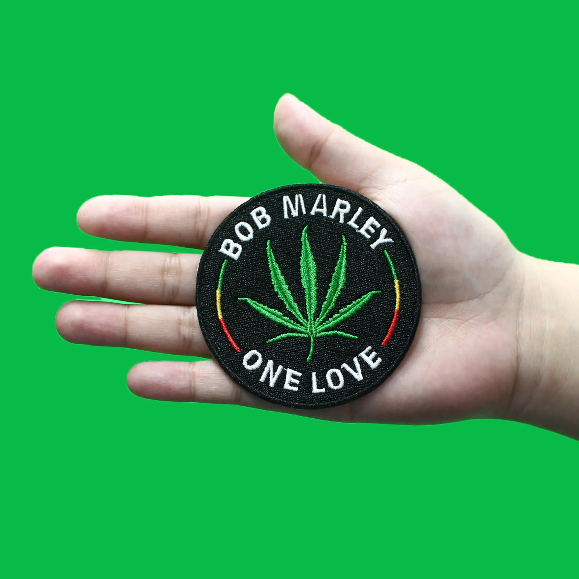 Bob Marley One Love Pot Leaf Patch Rasta Reggae Artist Embroidered Iron On - Image 2