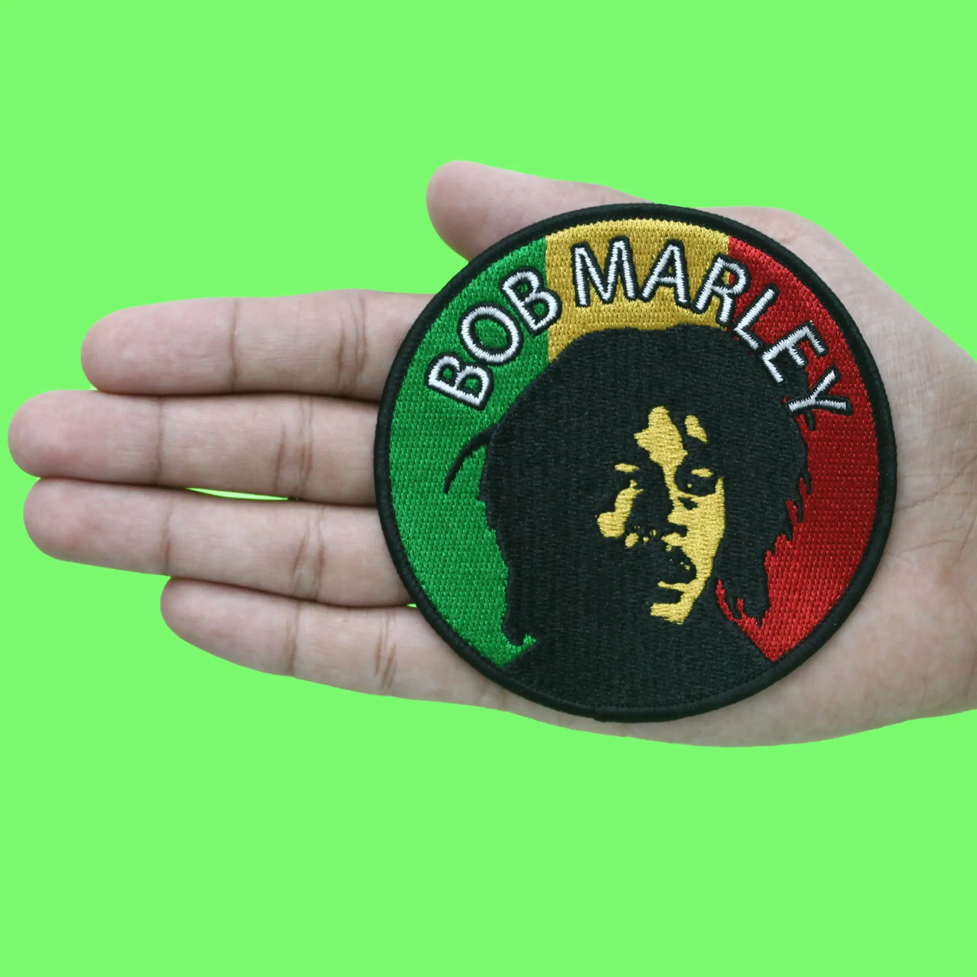 Bob Marley Rasta Patch Jamaican Round Portrait Embroidered Iron On - Image 2