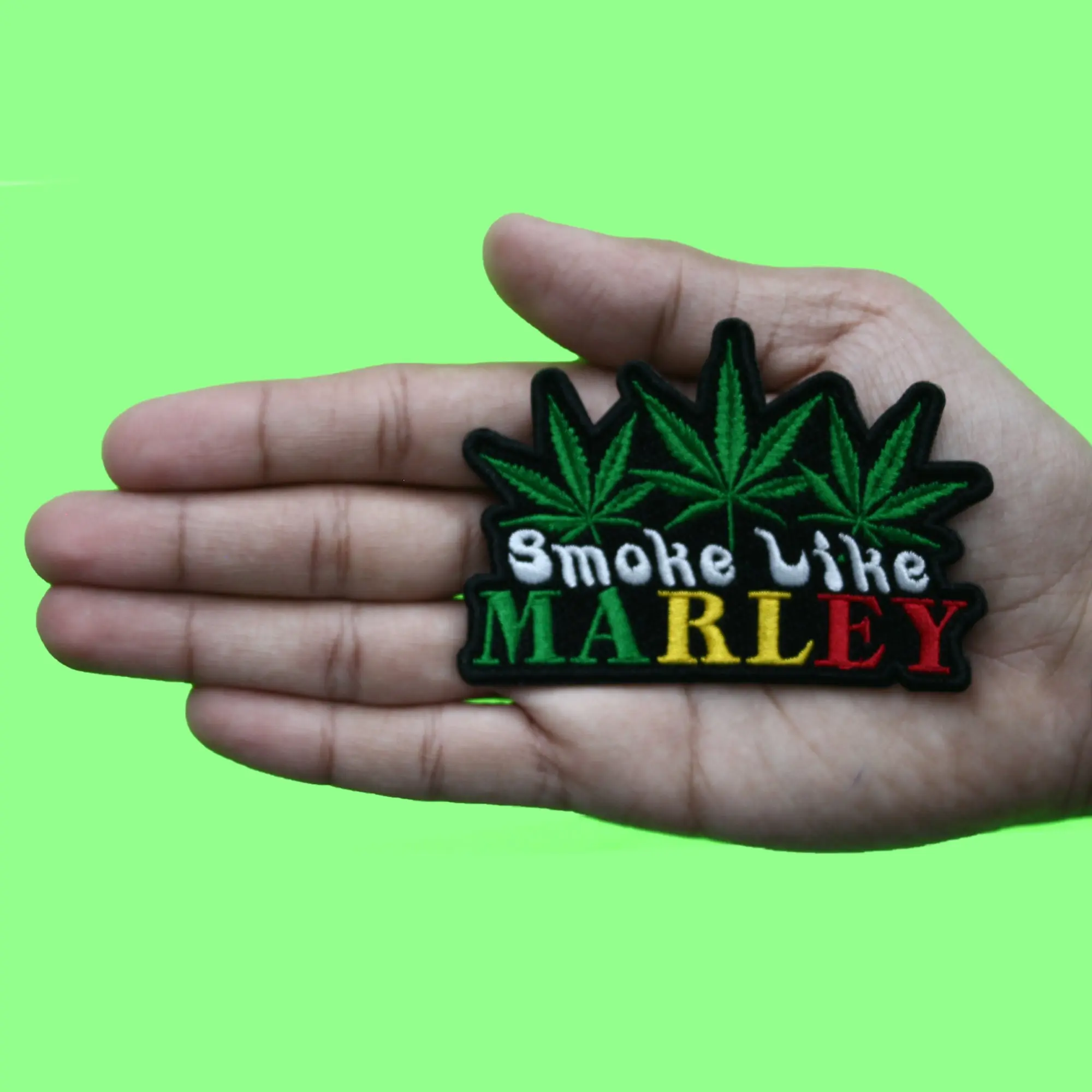 Bob Marley Script Patch Smoke Like Marley Embroidered Iron On - Image 2