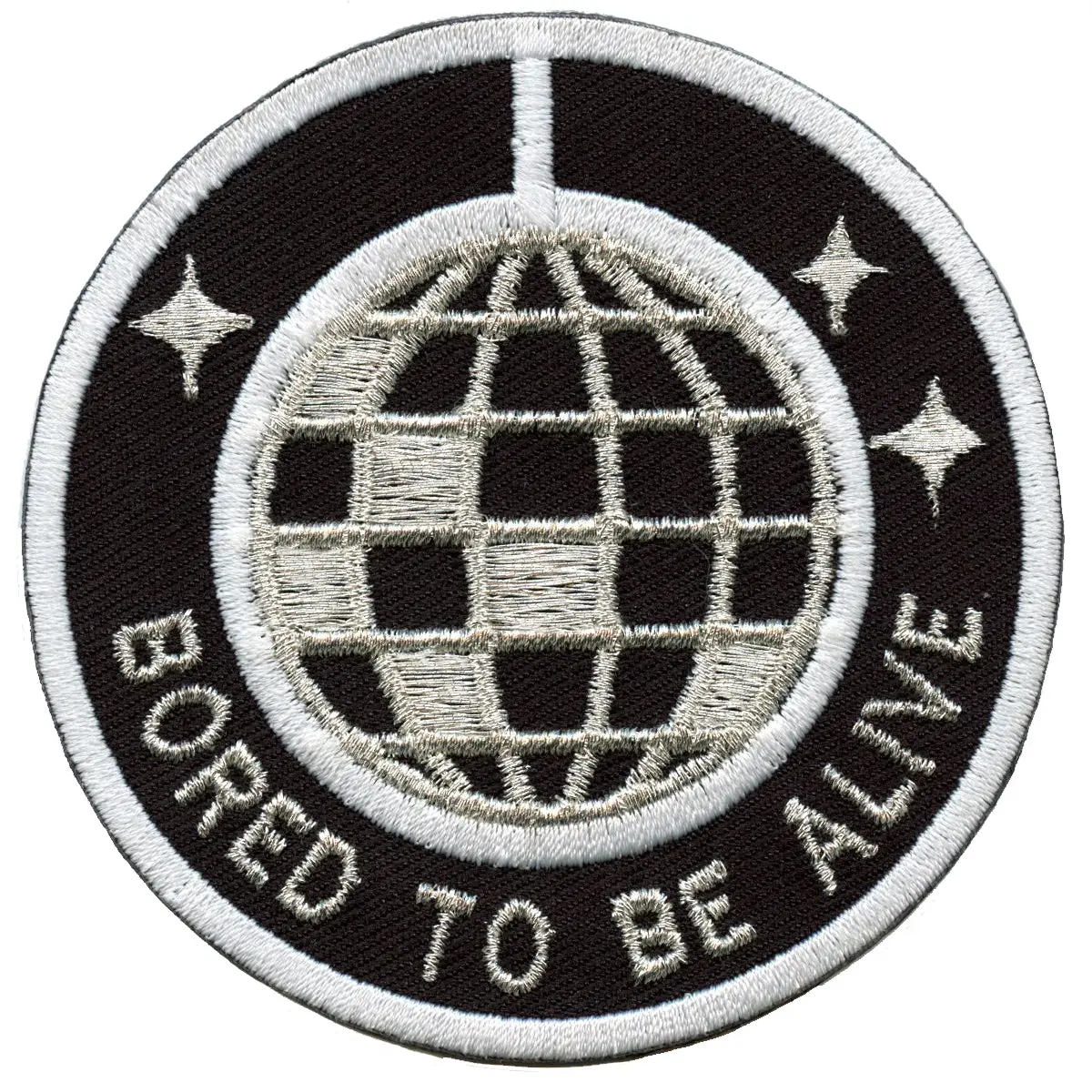 Bored To Be Alive Disco Ball Round Embroidered Iron On Patch