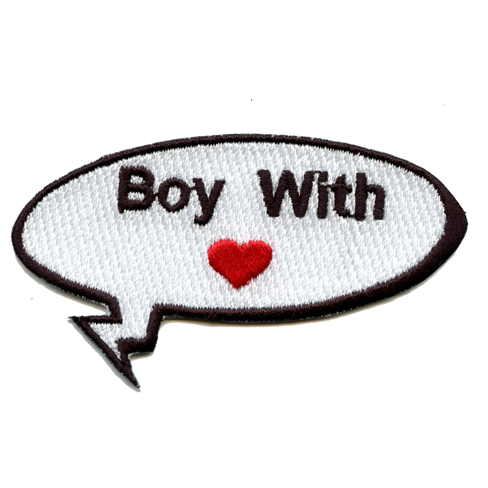 "Boy With Love" Word Bubble Embroidered Iron On Patch