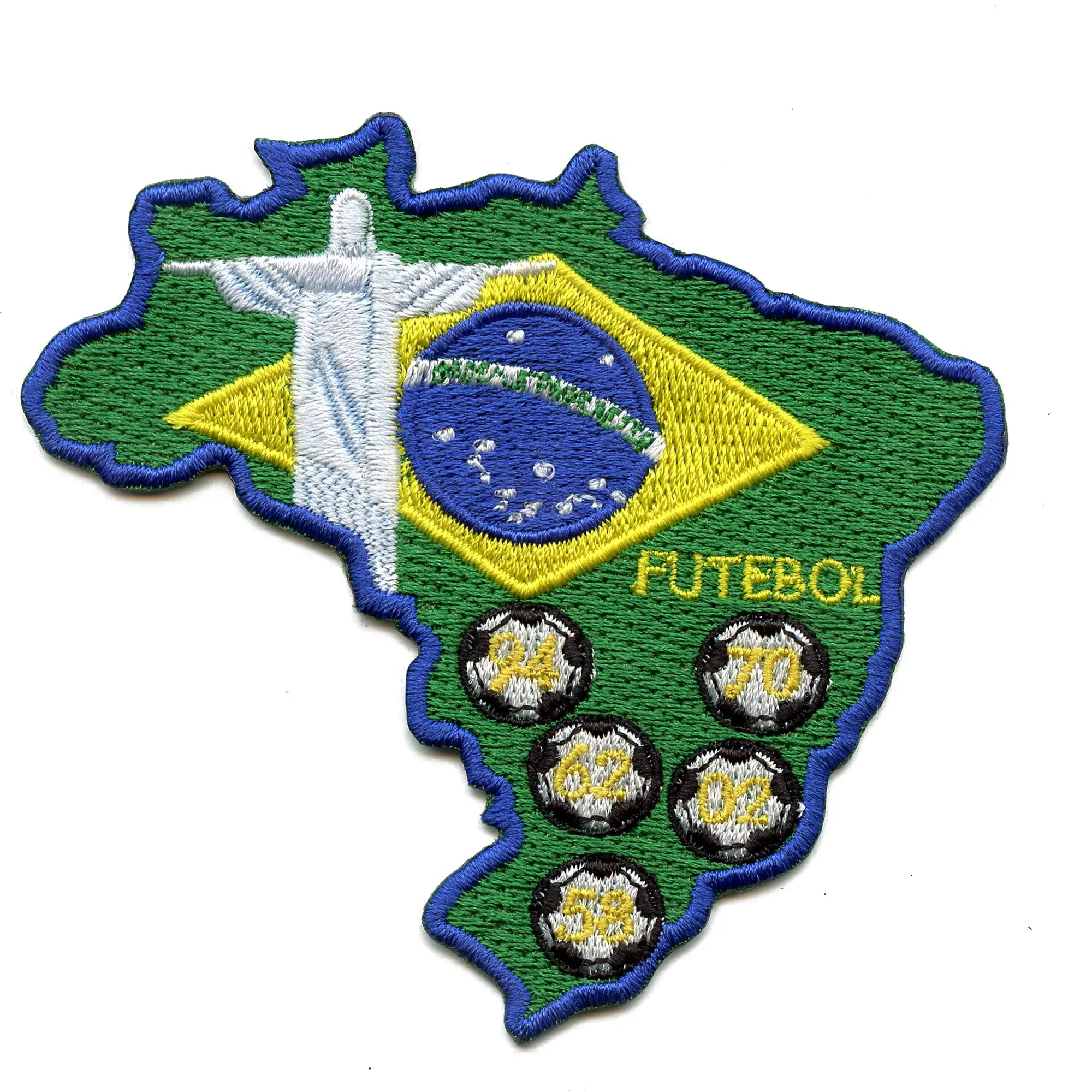 Brazil Country Soccer Patch Fútbol Champions Flag Embroidered Iron On