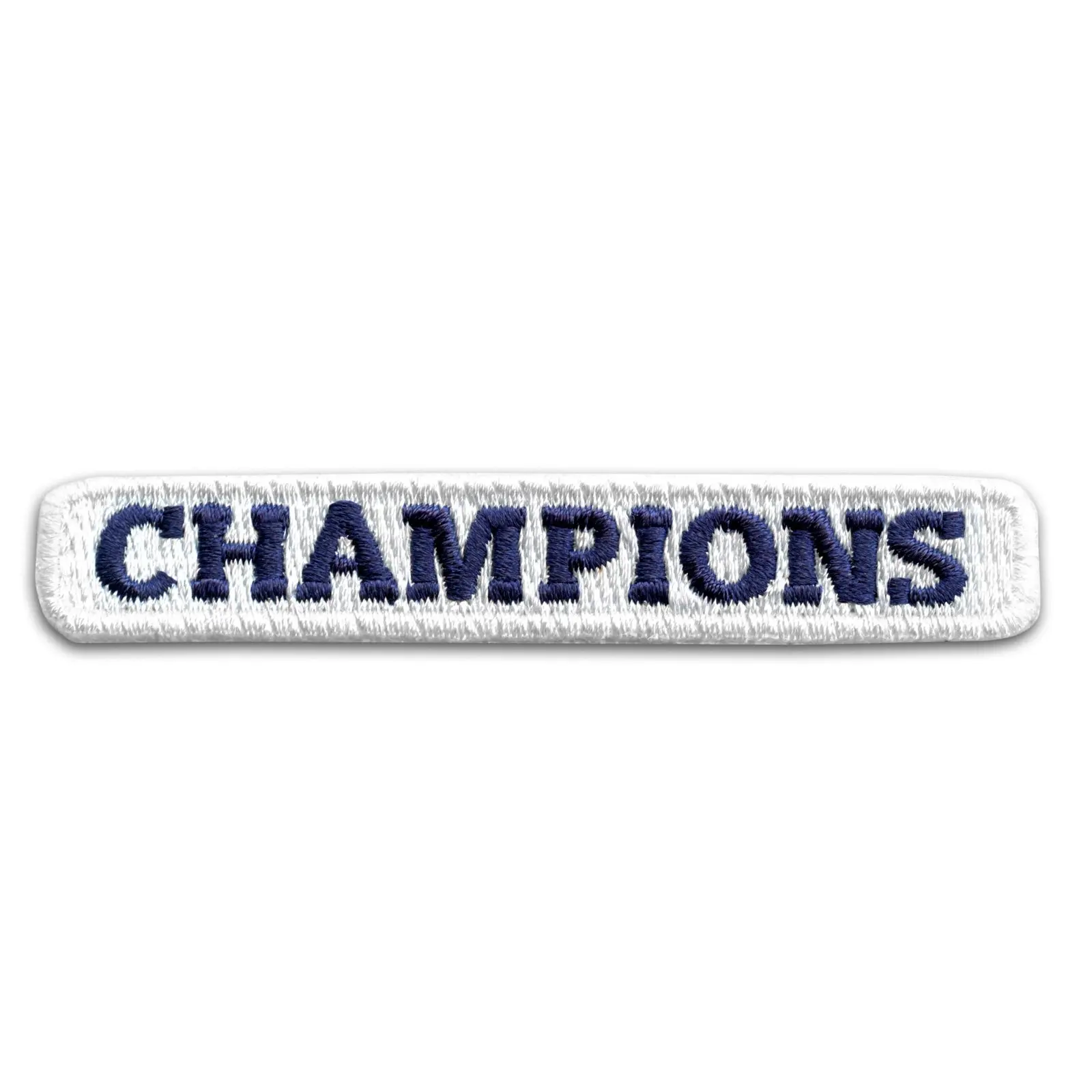 Champions Script White Blue Box Logo Iron On Jersey Sleeve Patch