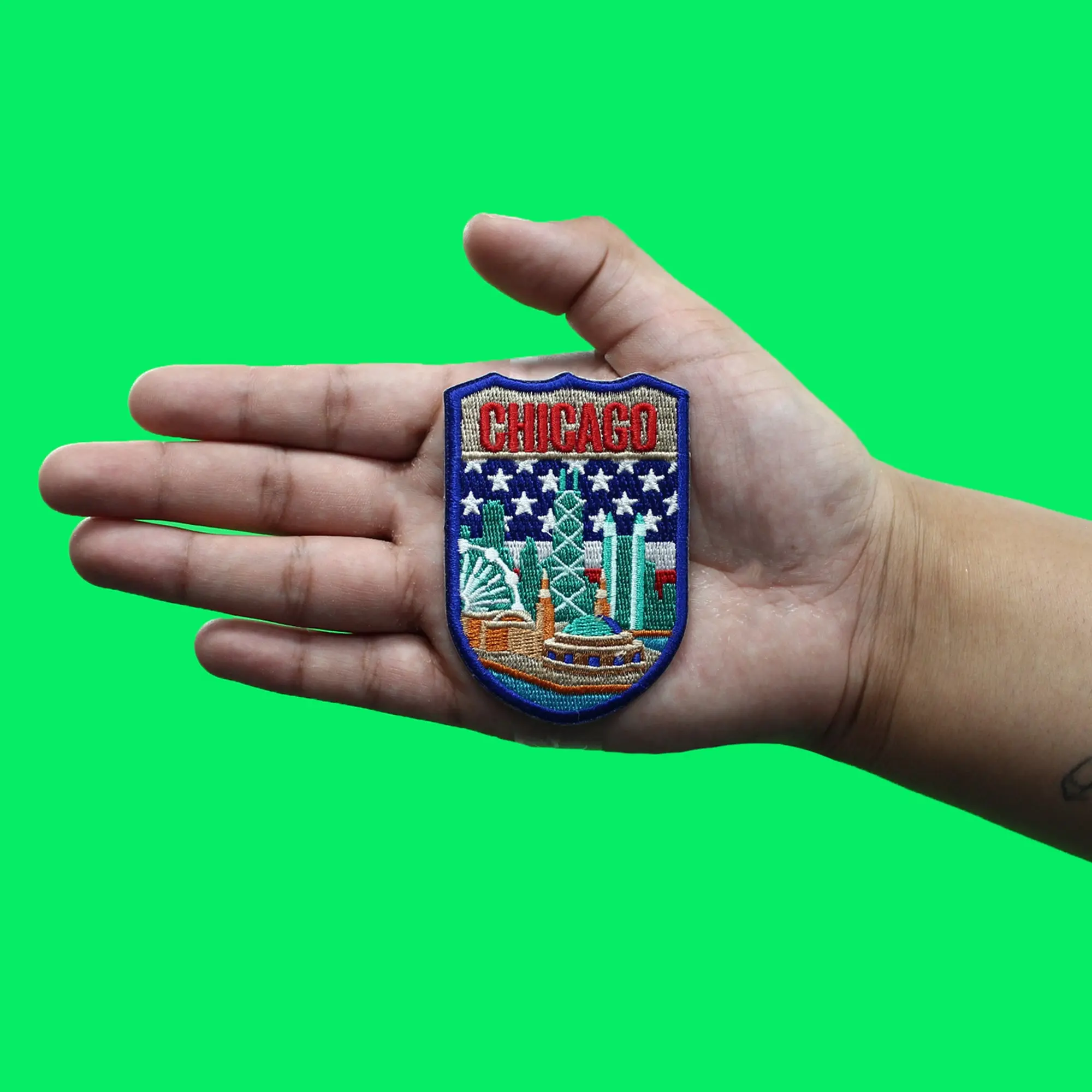 Chicago City Tourist Patch World Travel Badge Embroidered Iron-On - Image 2
