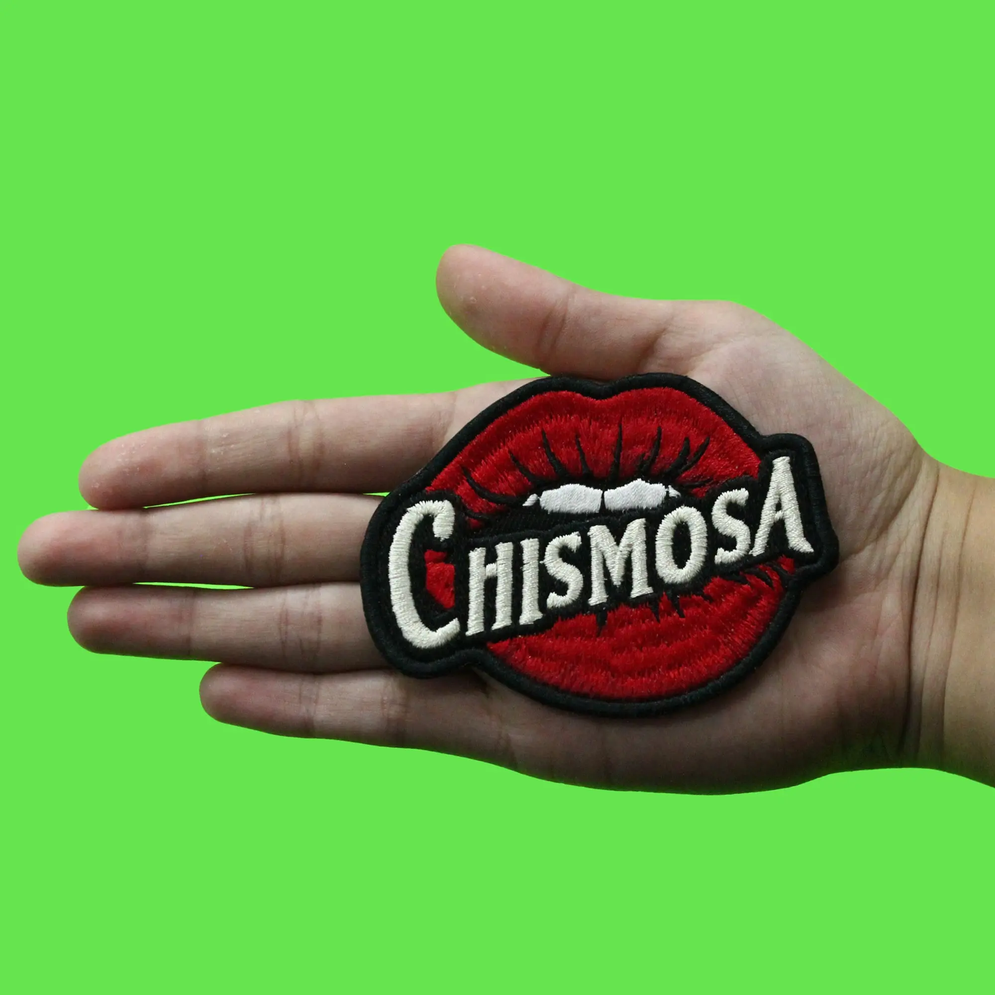 Chismosa Latina Lips Script Patch Hispanic Culture Gossip Embroidered Iron-On - Image 2