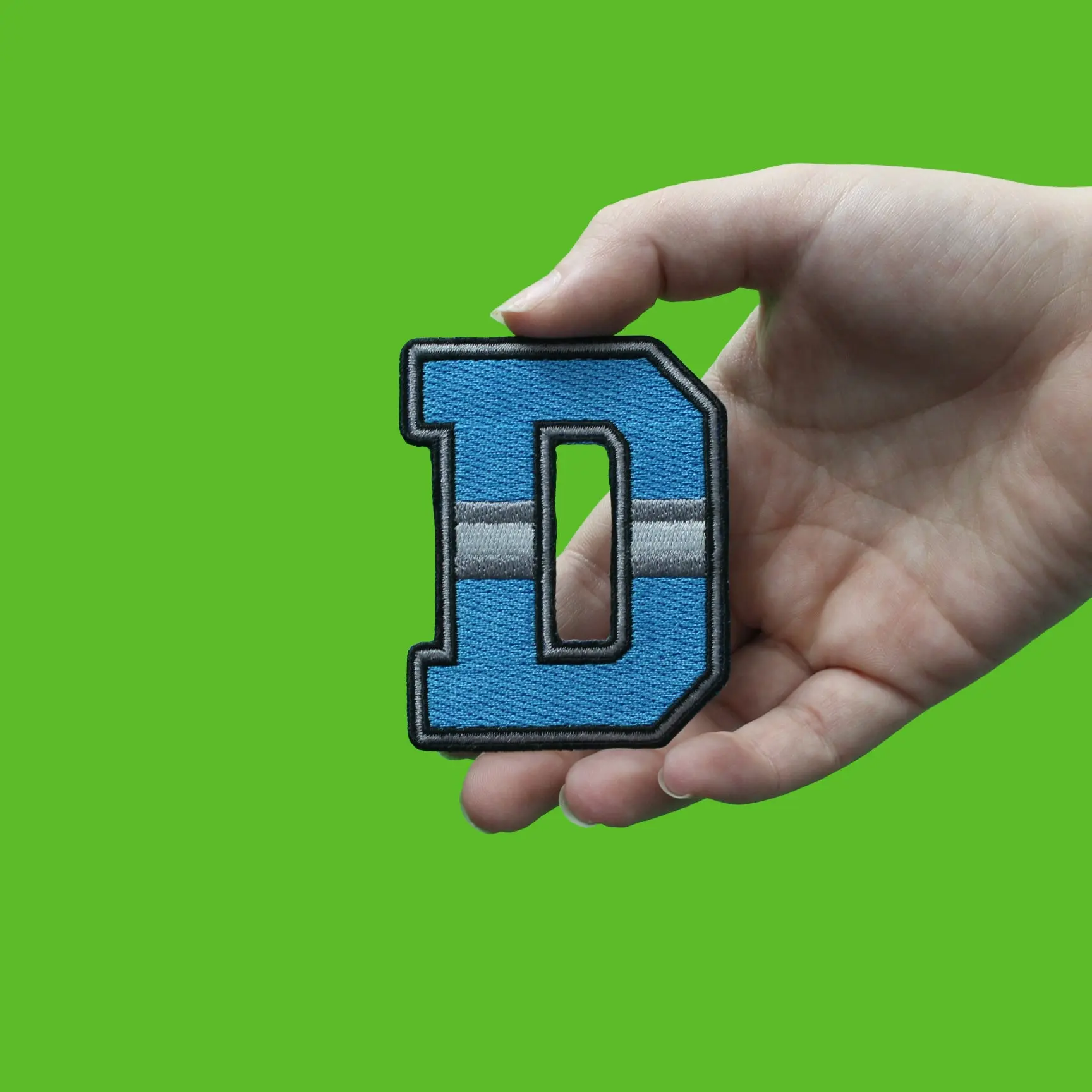 City Of Detroit Blue/White "D" Logo Football Jersey Parody Embroidered Iron On Patch - Image 2