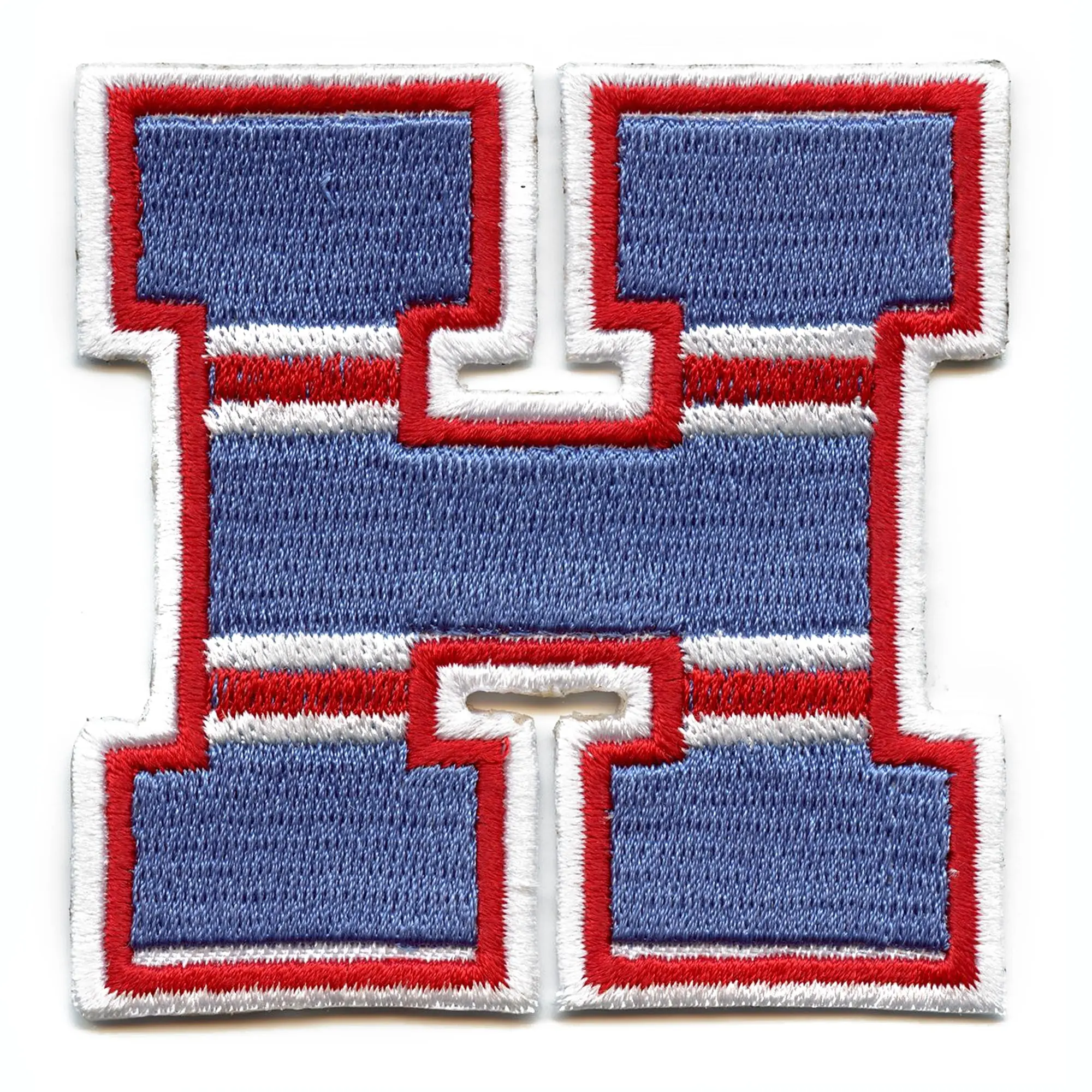 City Of Houston Blue/Red "H" Logo Retro Football Jersey Parody Embroidered Iron On Patch