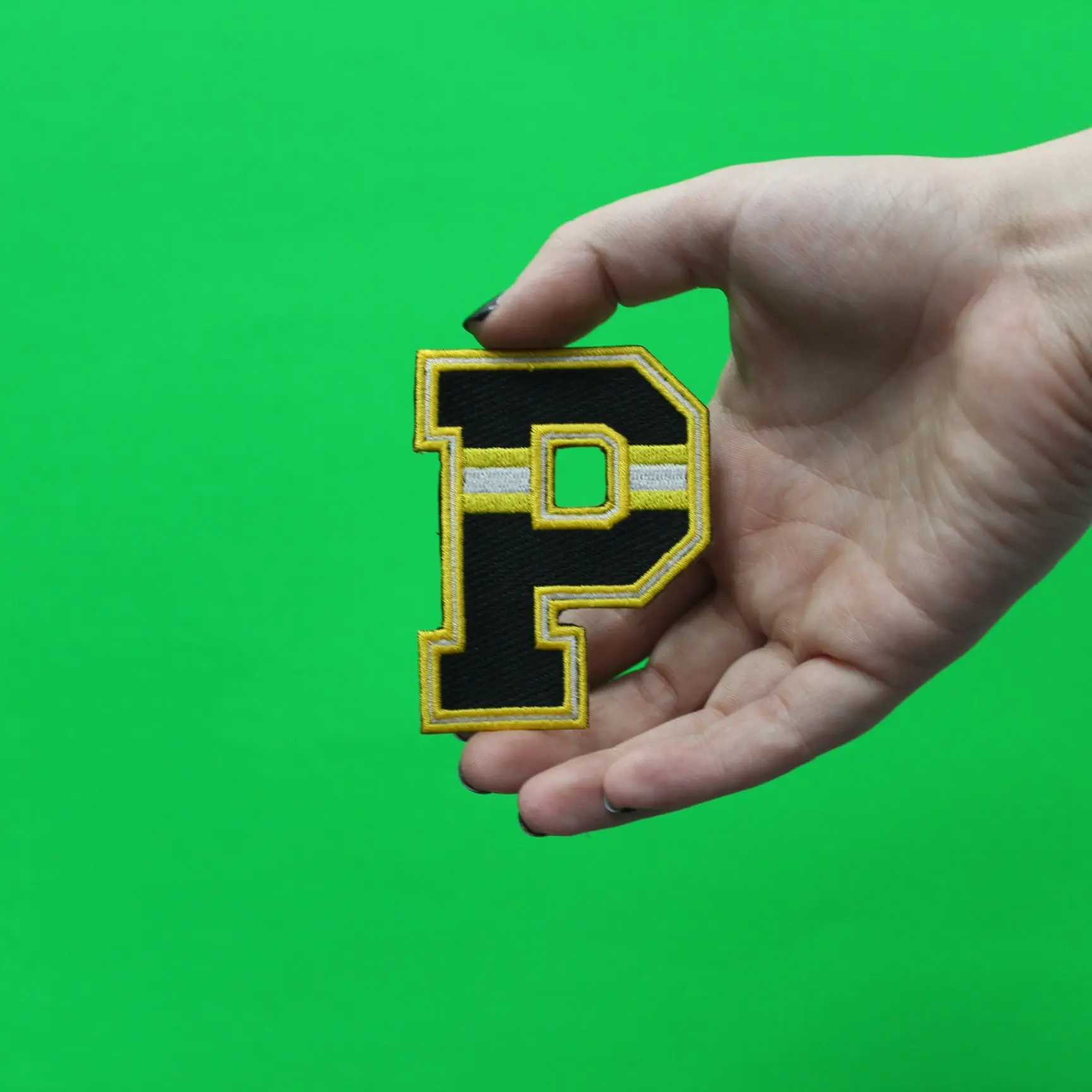 City Of Pittsburgh Black/Yellow "P" Football Jersey Parody Embroidered Iron On Patch - Image 2