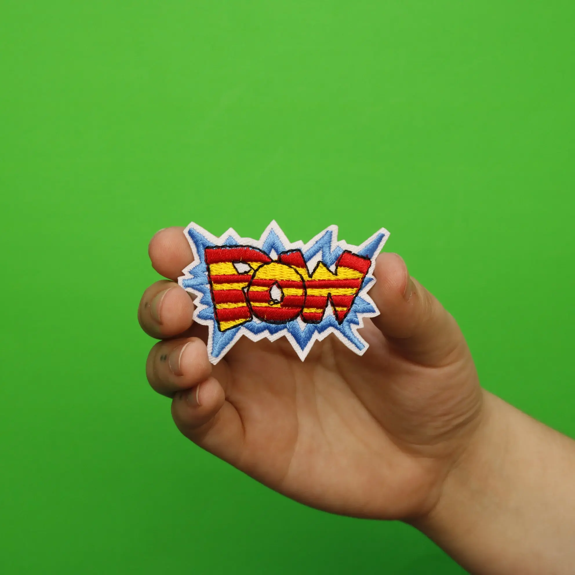 Comic Book "POW" Script Embroidered Iron On Patch - Image 2