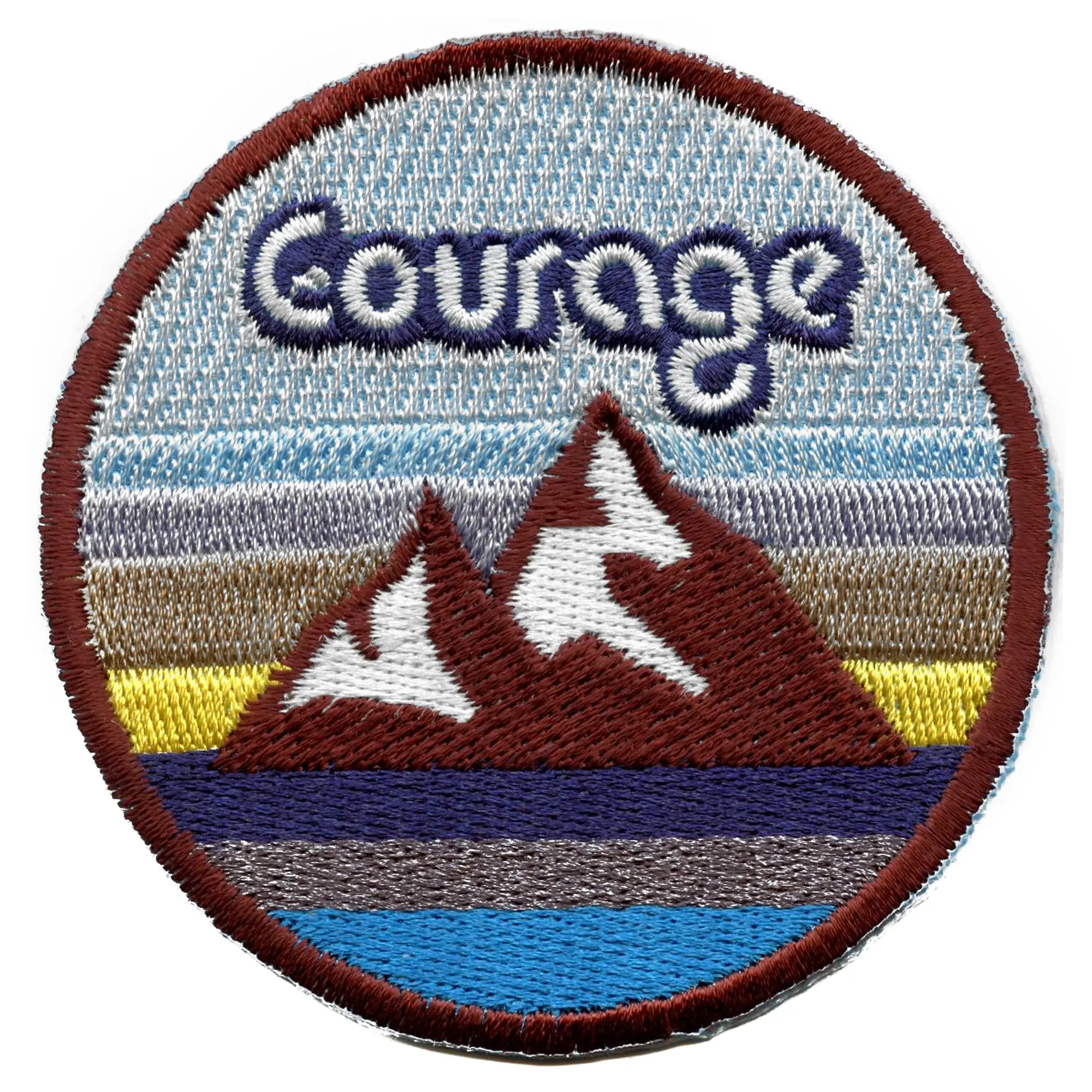 Courage Mountain Scene Patch Nature Badge Embroidered Iron-On