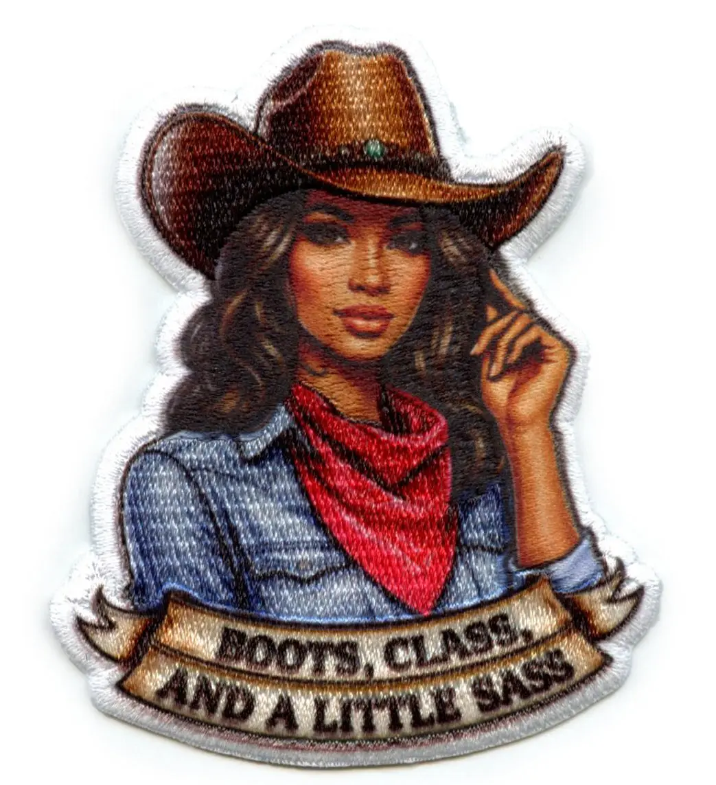Cowgirl Western Patch Boots Class Little Sass Sublimated Embroidery Iron On