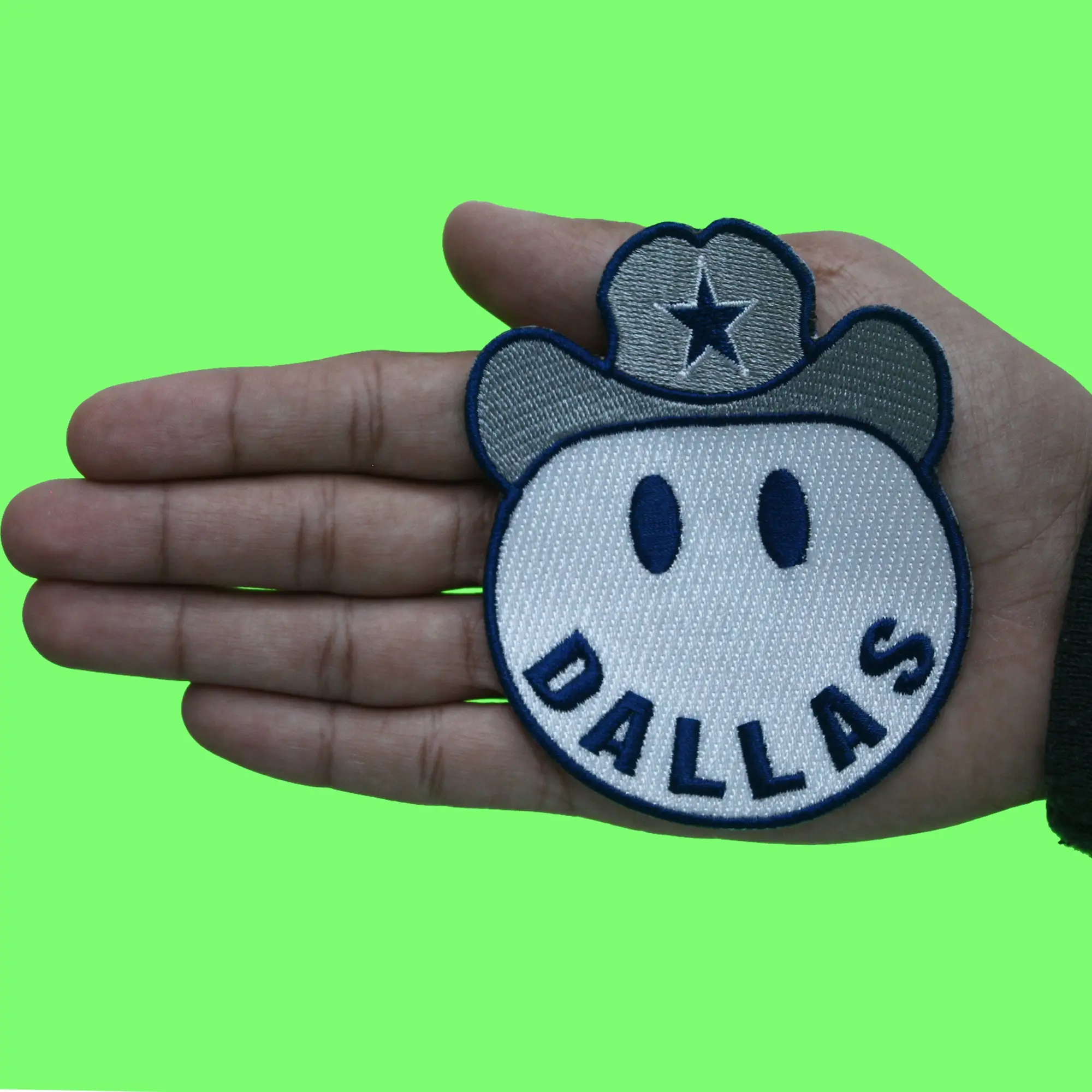 Dallas Smiley Hat Patch Football Sports Emoticon Embroidered Iron On - Image 2
