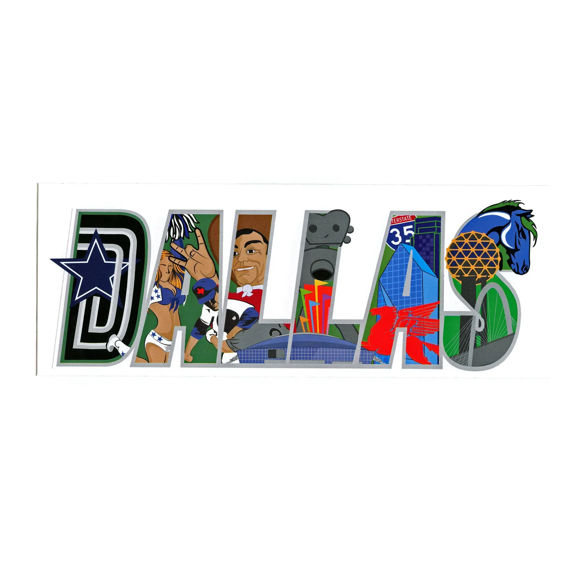 Dallas Texas Large Iconic Collage Bumper Sticker