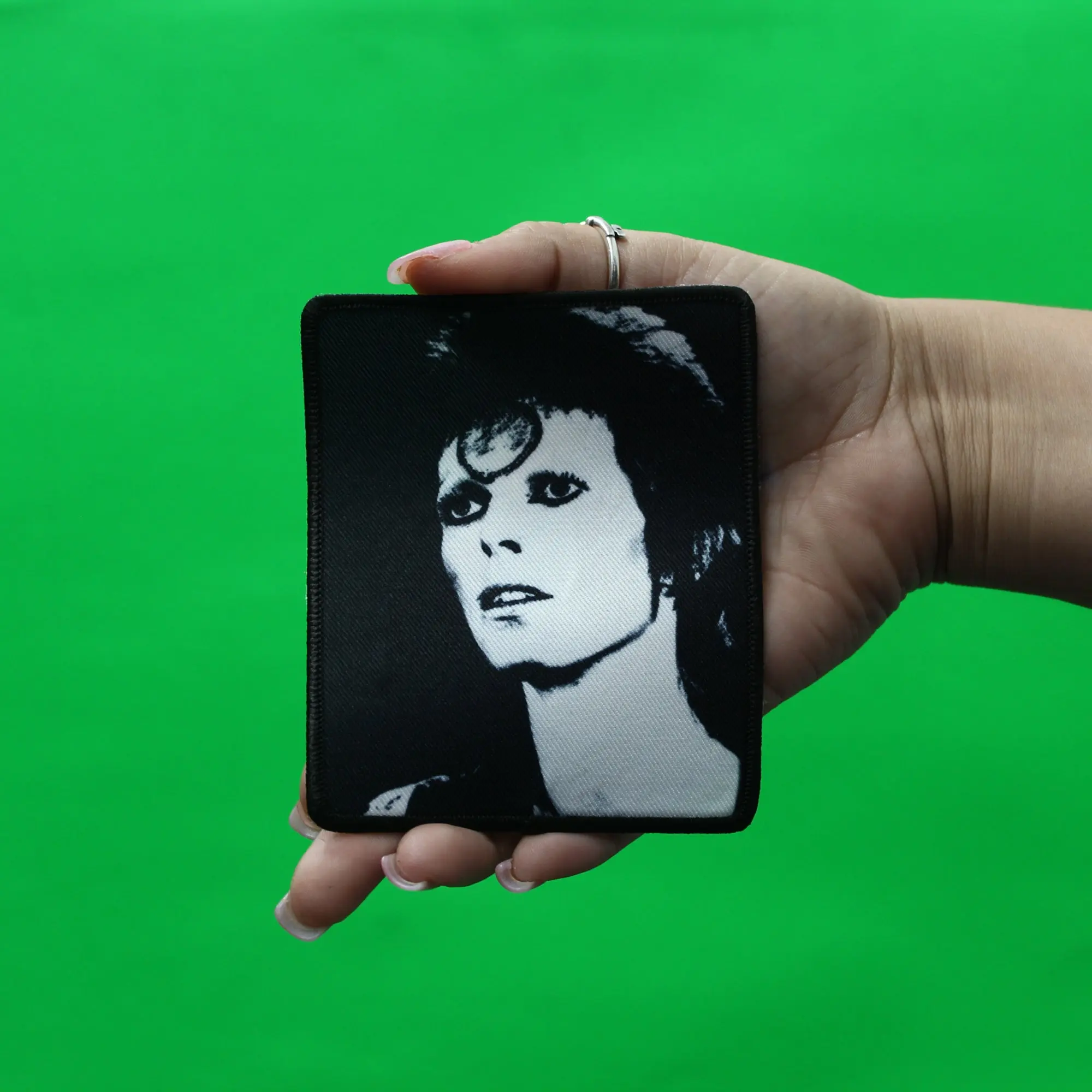 David Bowie Portrait Patch Icon Bolt Glam Sublimated Iron On - Image 2