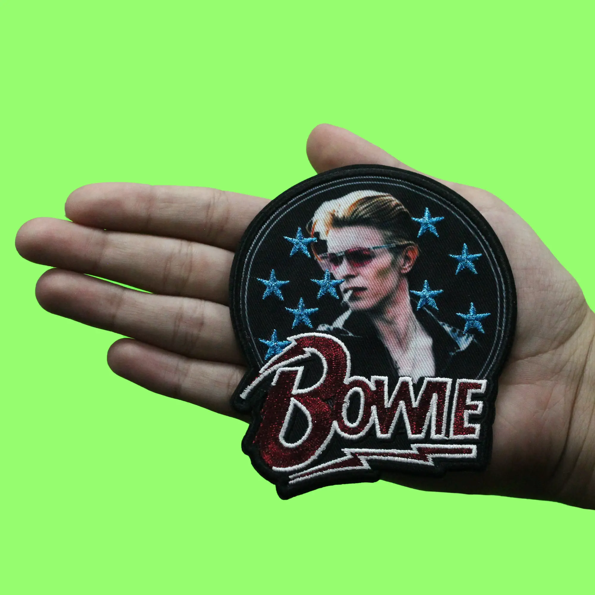 David Bowie Stars Patch Glitter Portrait Blot Embroidered Iron On - Image 2