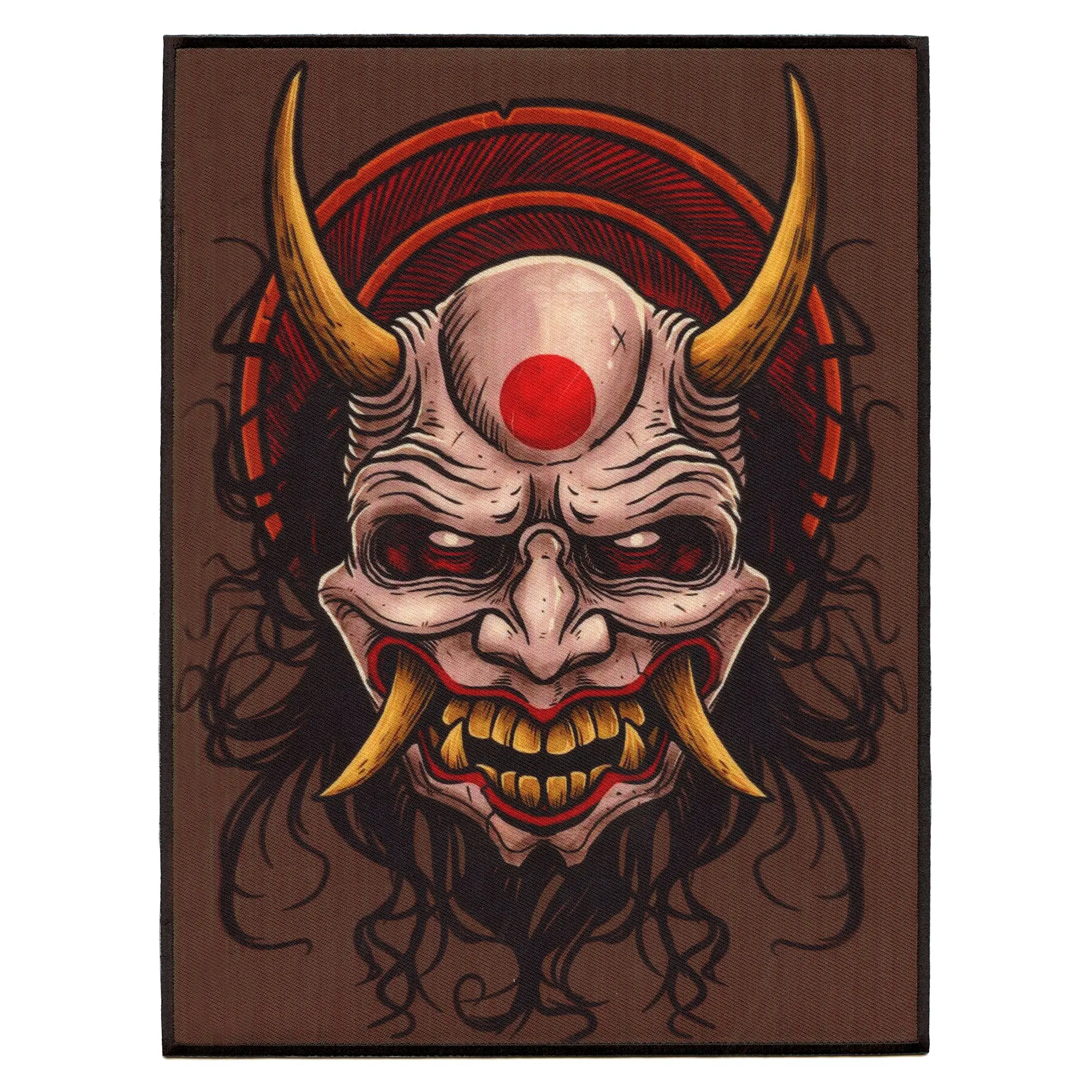 Horned Evil Demon Samurai FotoPatch Back Patch XL Embroidered Iron On