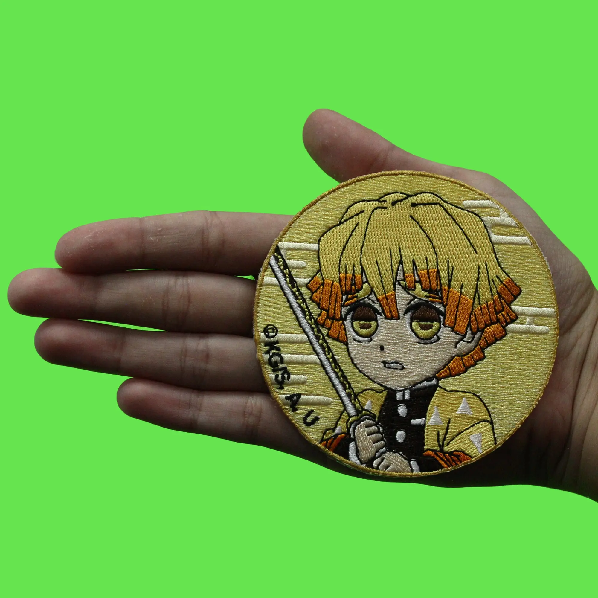 Demon Slayer Zenitsu Agatsuma Patch Anime Character Embroidered Iron On - Image 2