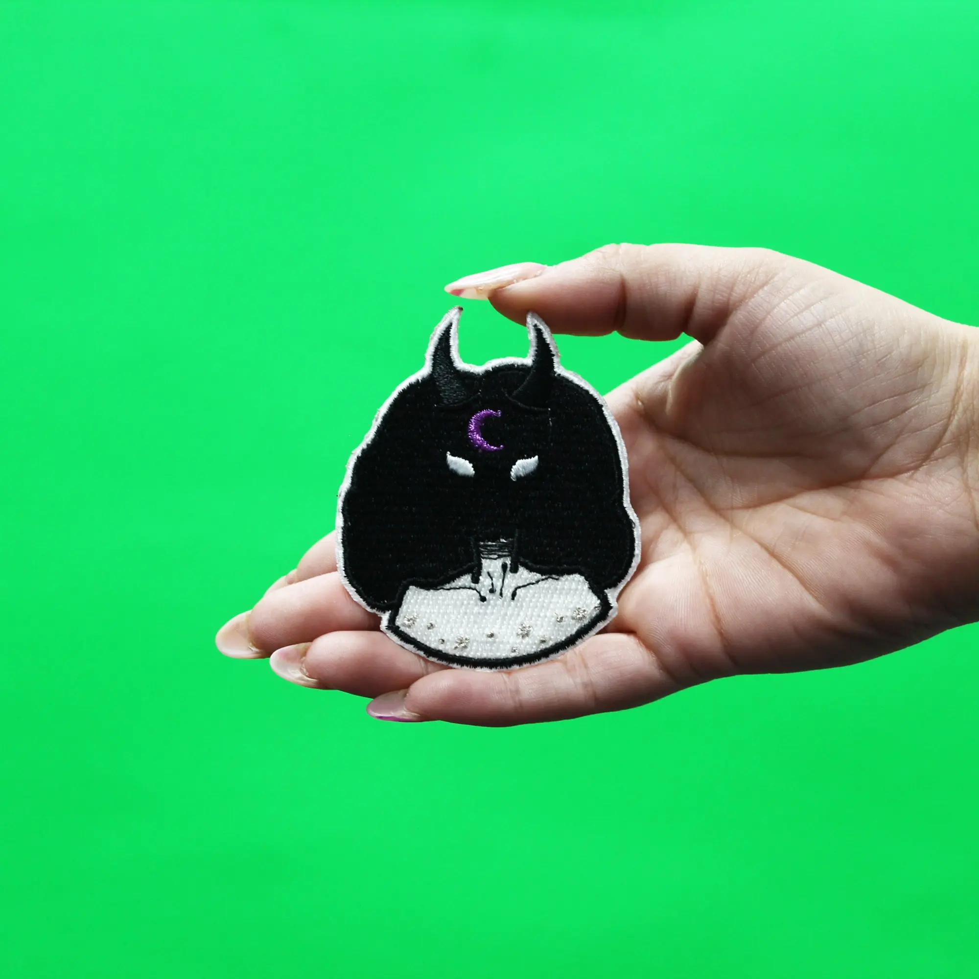Demon Witch Girl Patch With Moon EXCLUSIVE Embroidered Iron On - Image 2