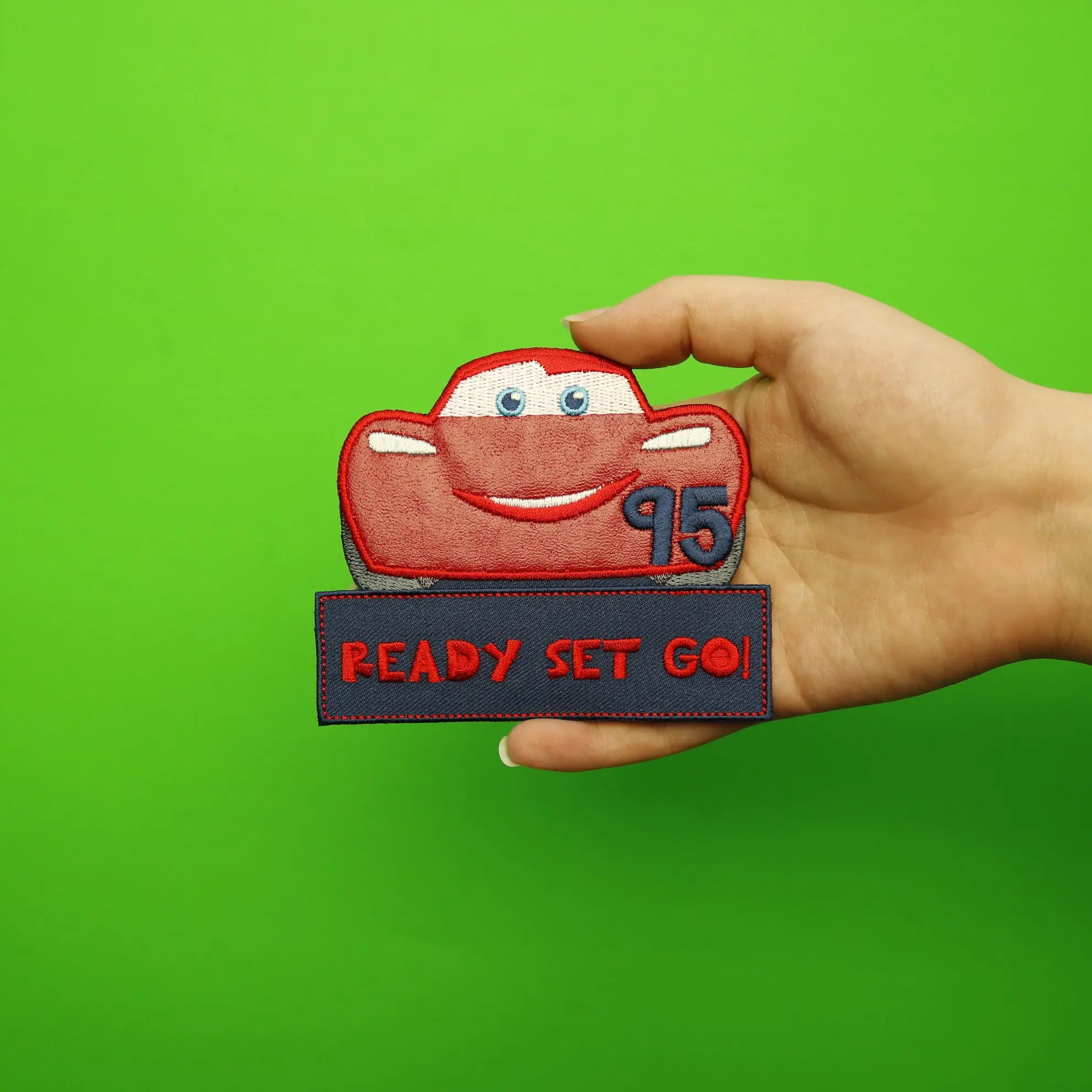 Disney Cars Lightning McQueen Ready Set Go Embroidered Applique Patch - Image 3