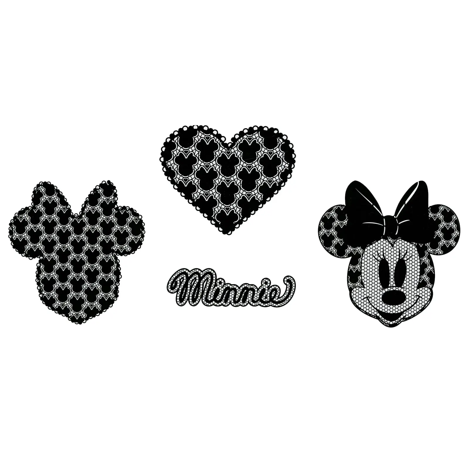 Disney Minnie Mouse Lace Style Iron On Transfer (4pc)