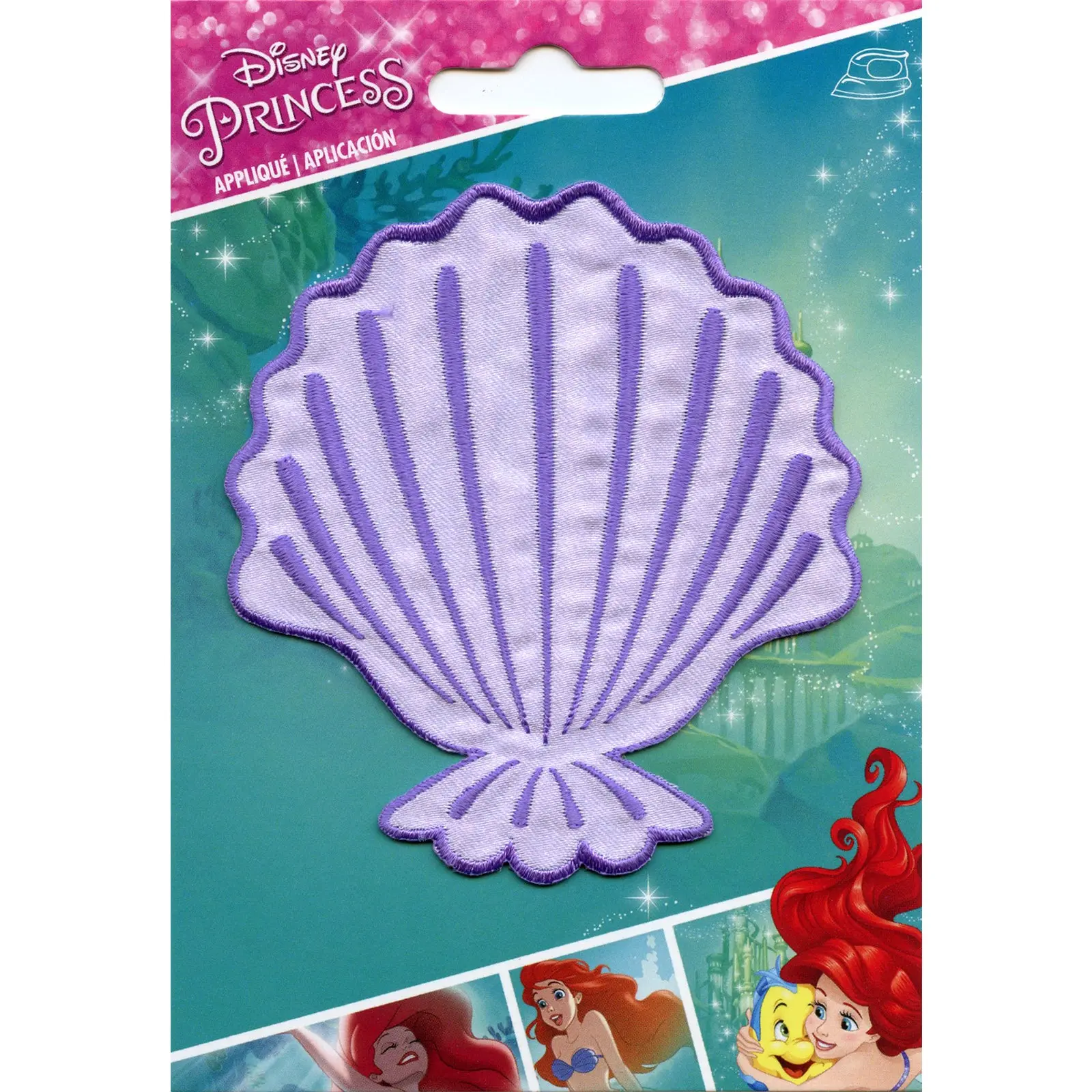 Disney Princess Ariel Sea Shell Iron on Embroidered Applique Patch - Image 2