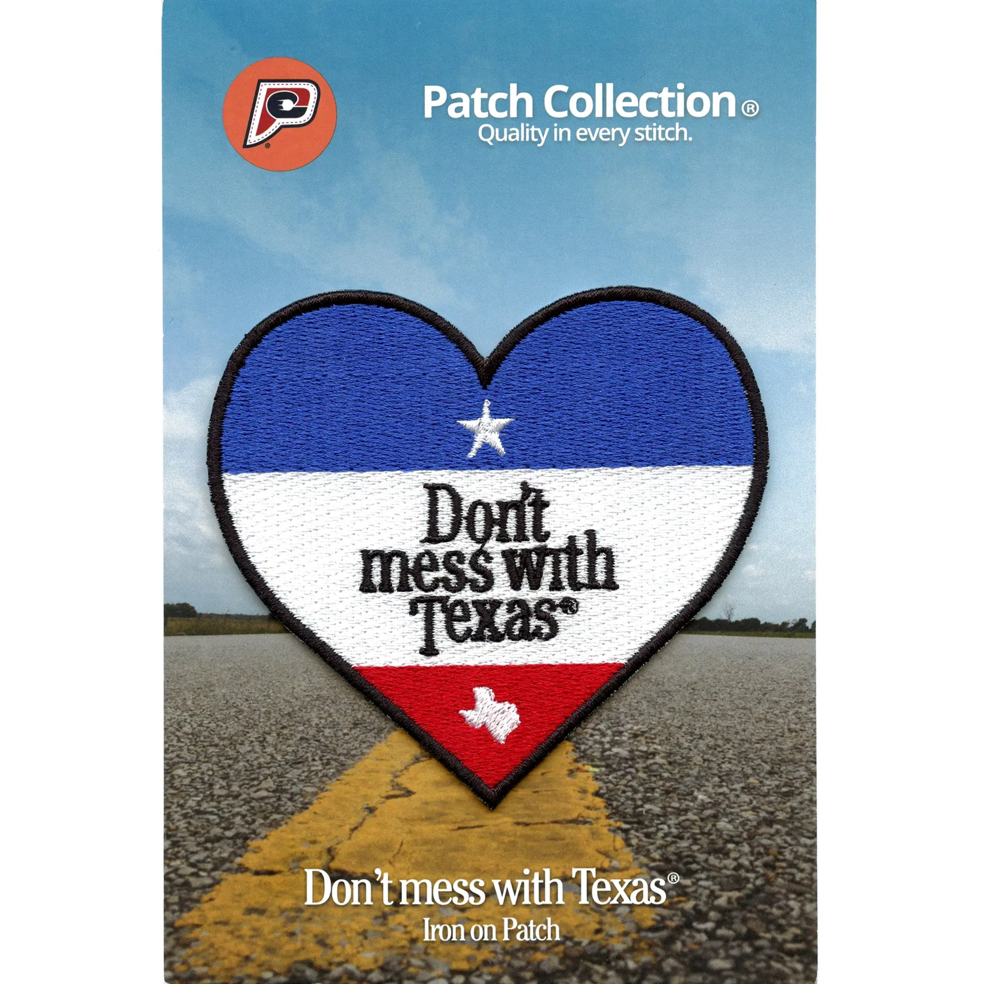 Don't Mess With Texas Patch Heart Shape Embroidered Iron On