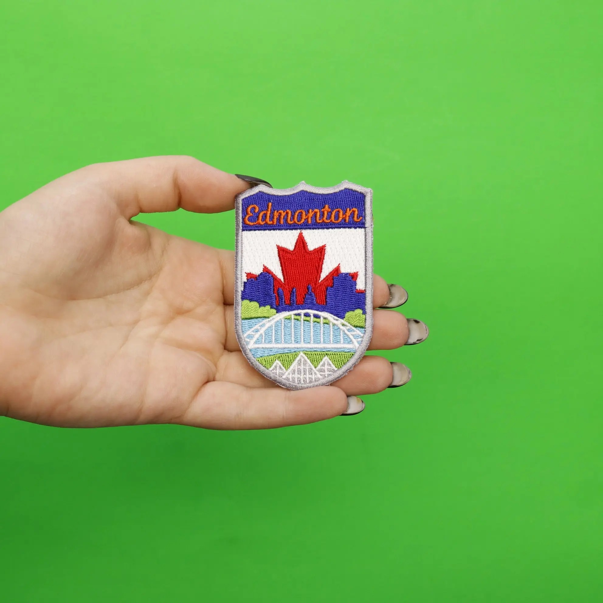Edmonton Canada Shield Embroidered Iron On Patch - Image 2
