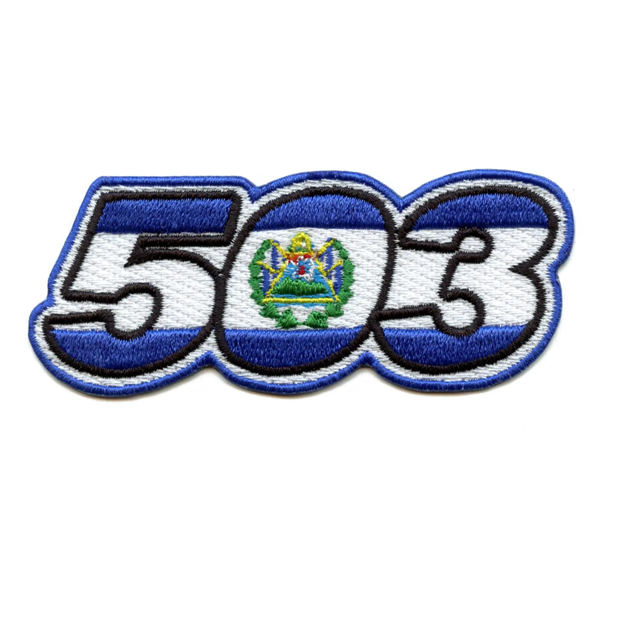 El Salvador Flag Patch 503 Area Code Embroidered Iron On