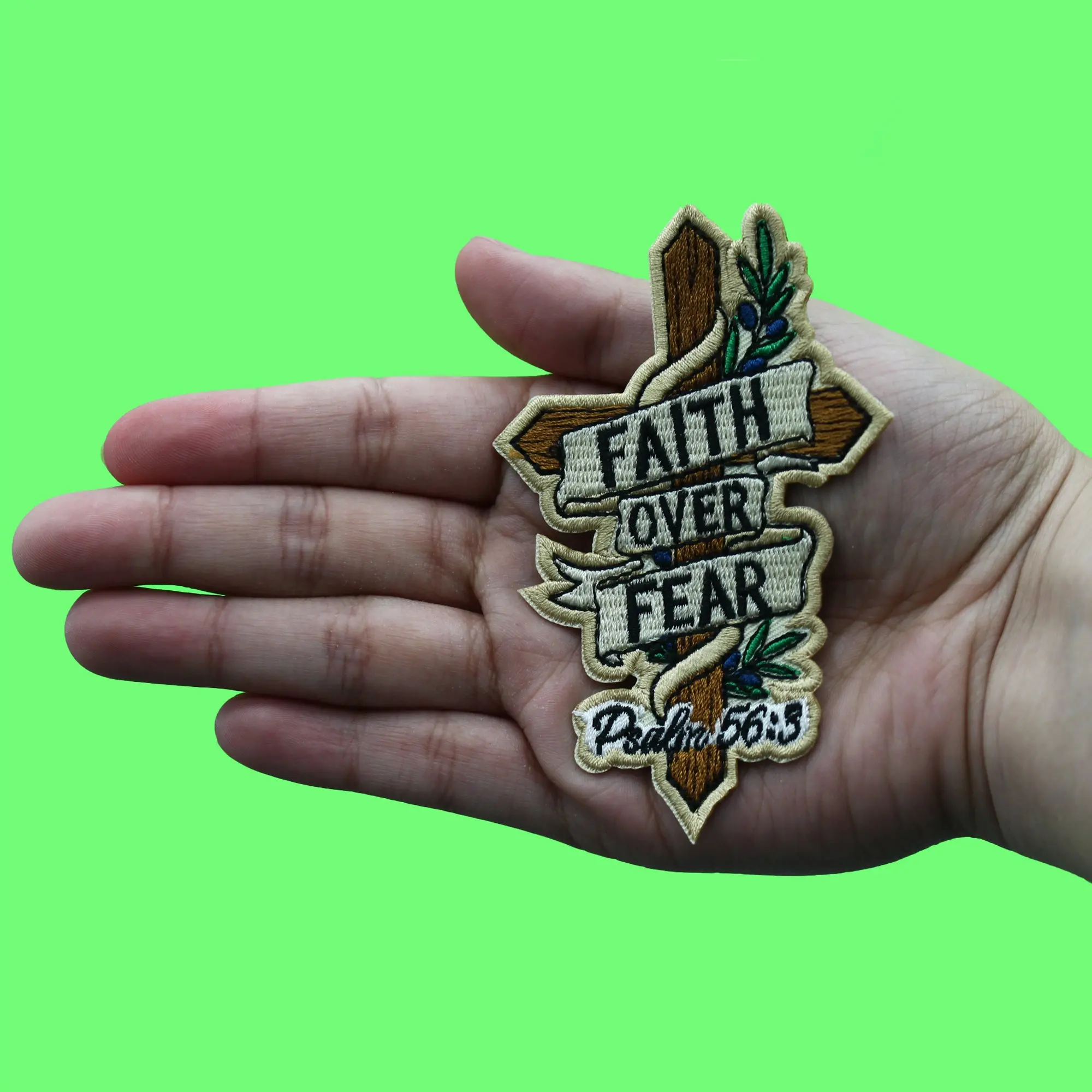 Faith Over Fear Patch Bible Scripture Religious Embroidered Iron On - Image 2
