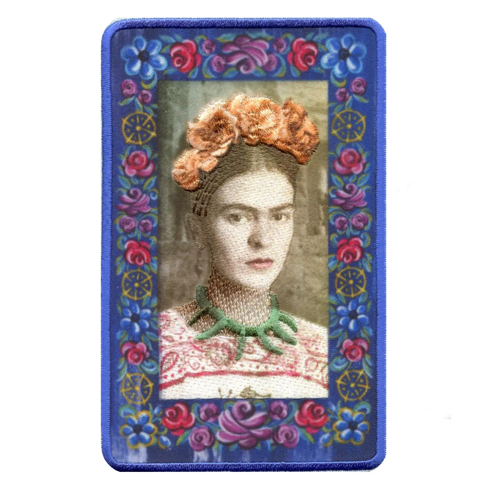 Frida Kahlo Flower Frame Portrait Sublimated Embroidered Iron On Patch