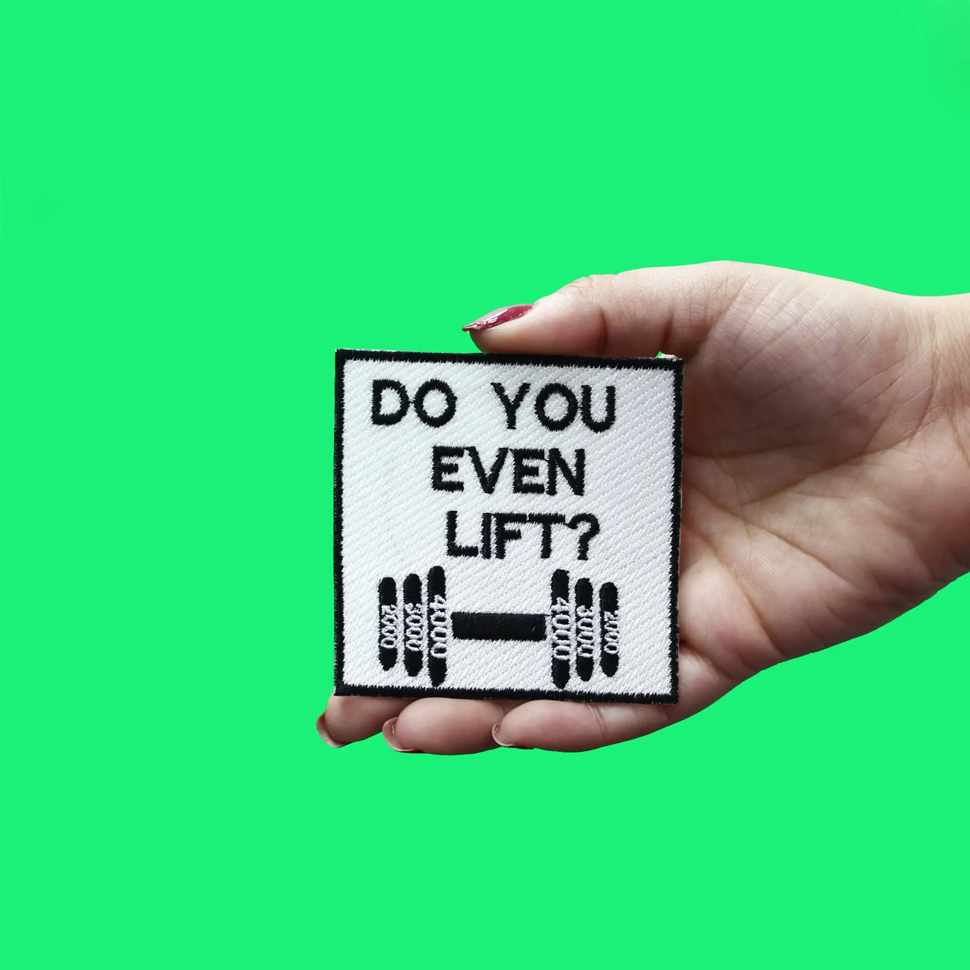 Funny Do You Even Lift? Weights Iron On Embroidered Patch - Image 2