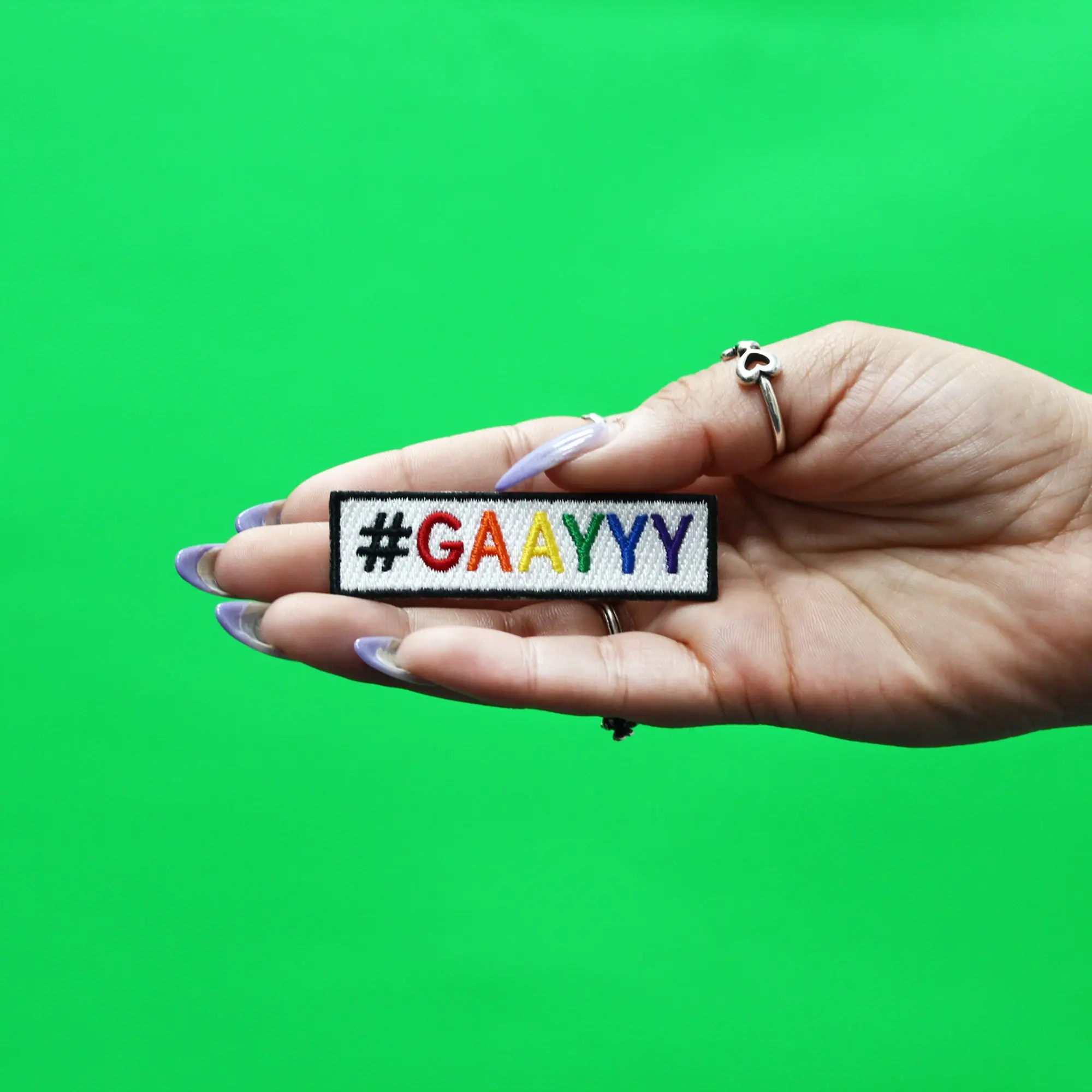 GAY Hashtag Patch LGBTQ+ Embroidered Iron On - Image 2