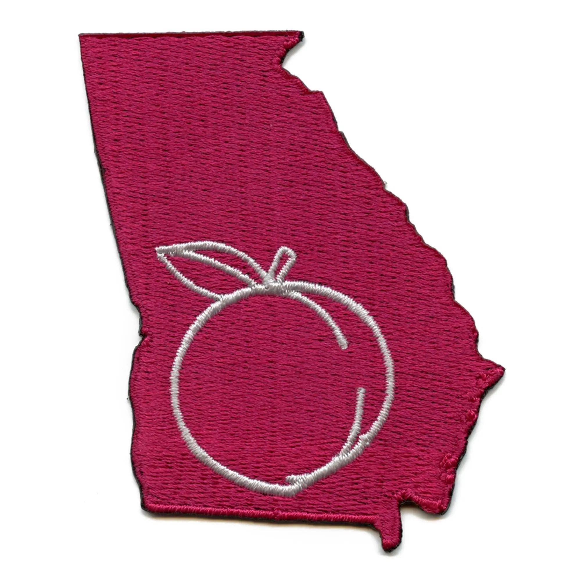 Georgia Peach State Embroidered Iron On Patch - Pink